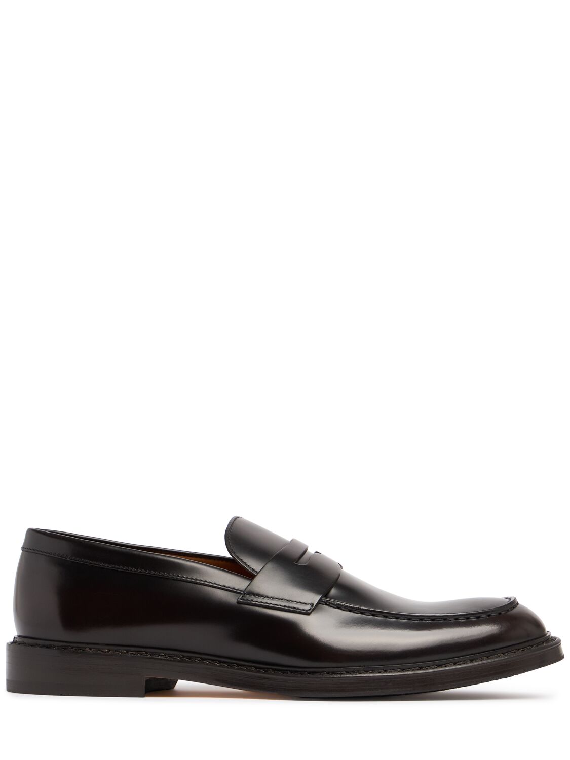 Shop Doucal's Penny Leather Loafers In Dark Brown