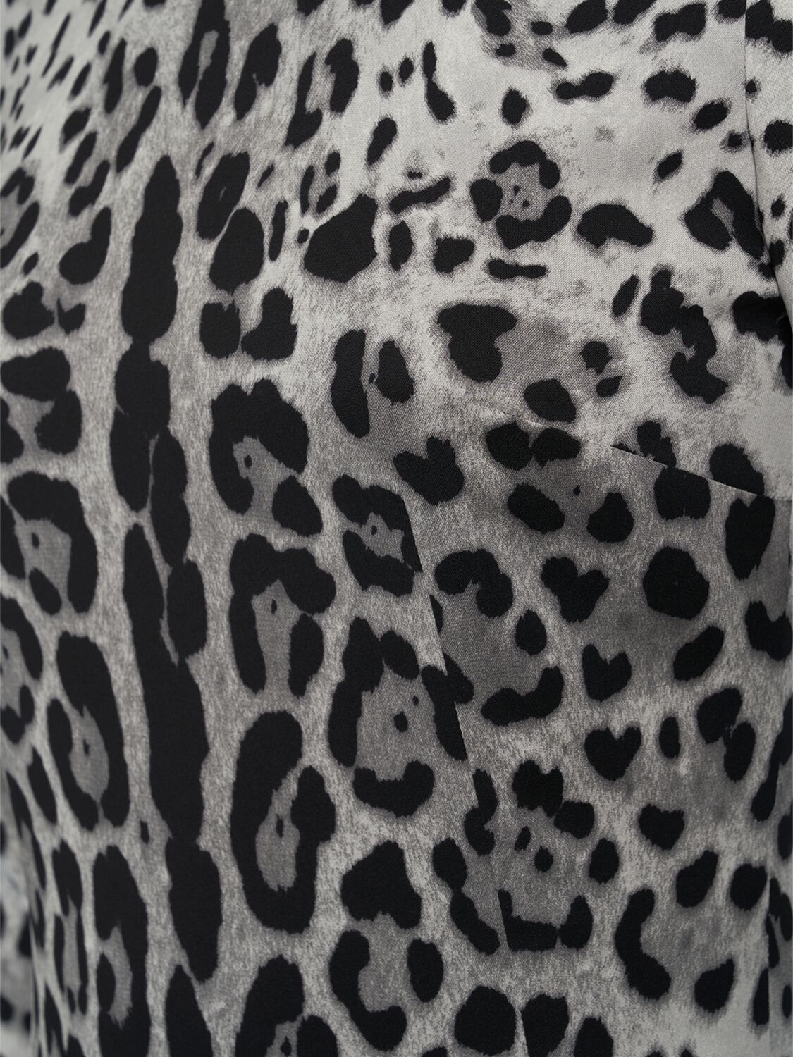Dolce & Gabbana Leopard-print Long-sleeve Charmeuse Midi Dress In Grey/black