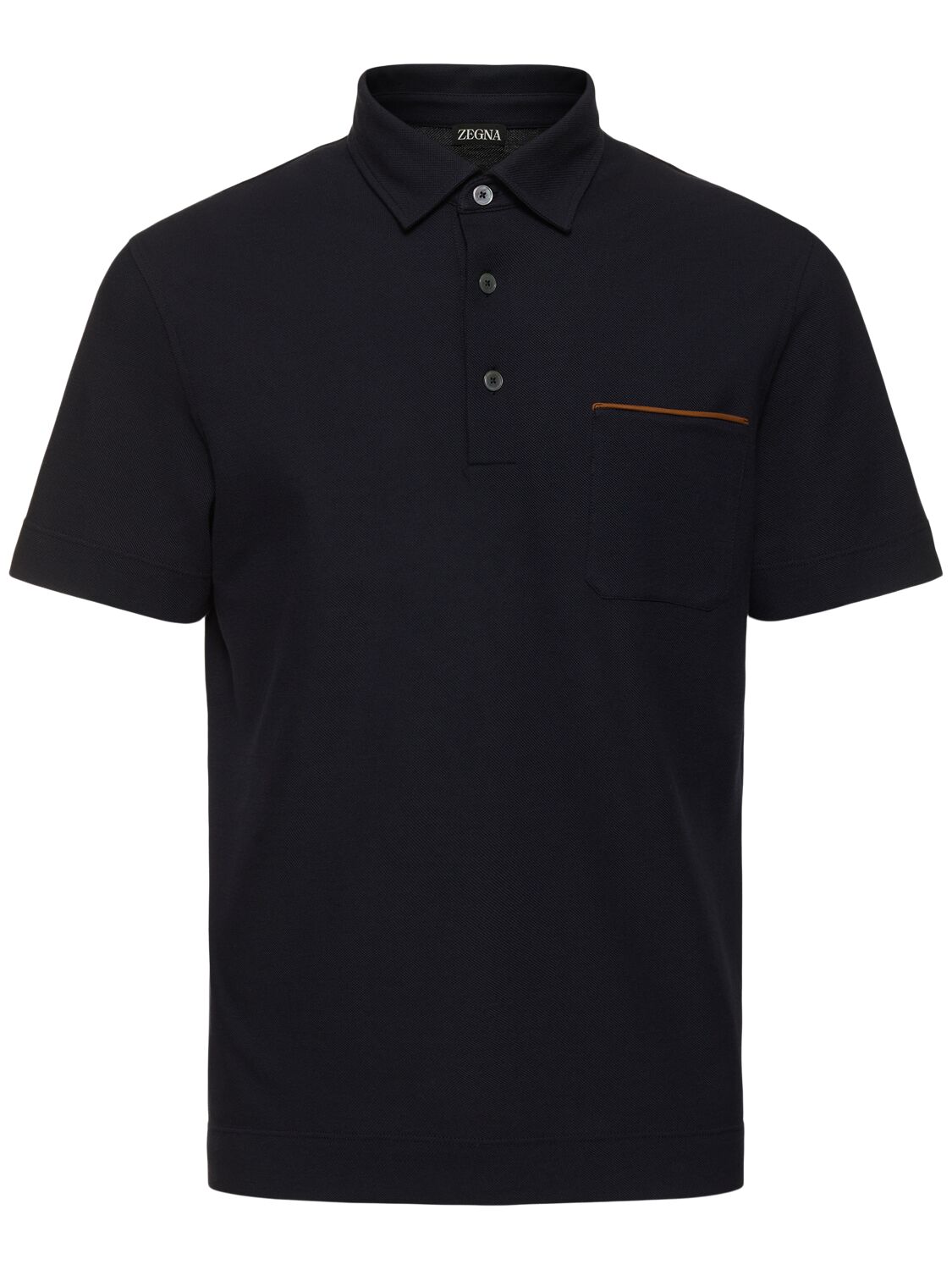 Zegna Pure Cotton Piquet Polo In Blue