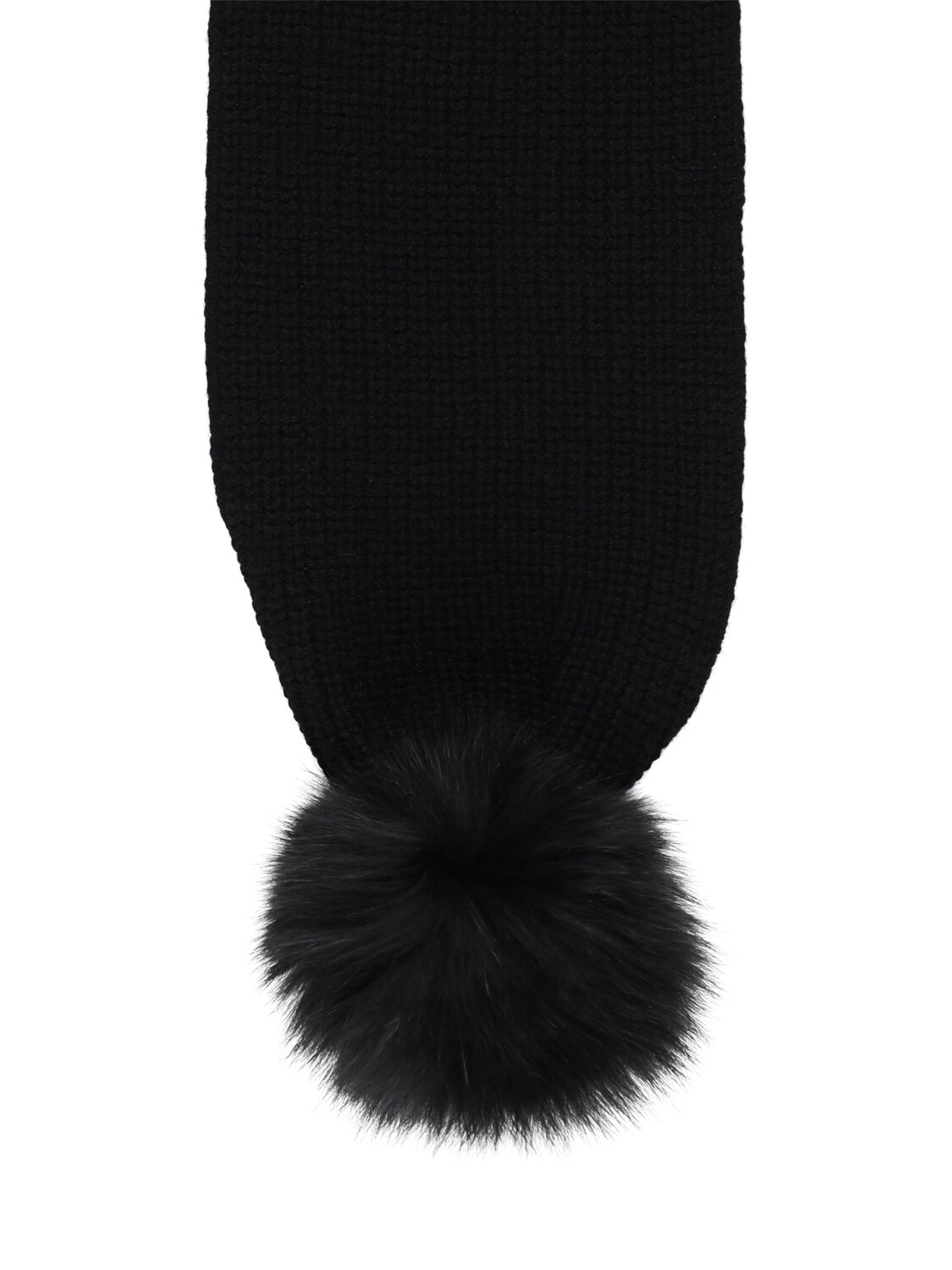 Shop Yves Salomon Enfant Cashmere Knit Scarf W/fur In Black