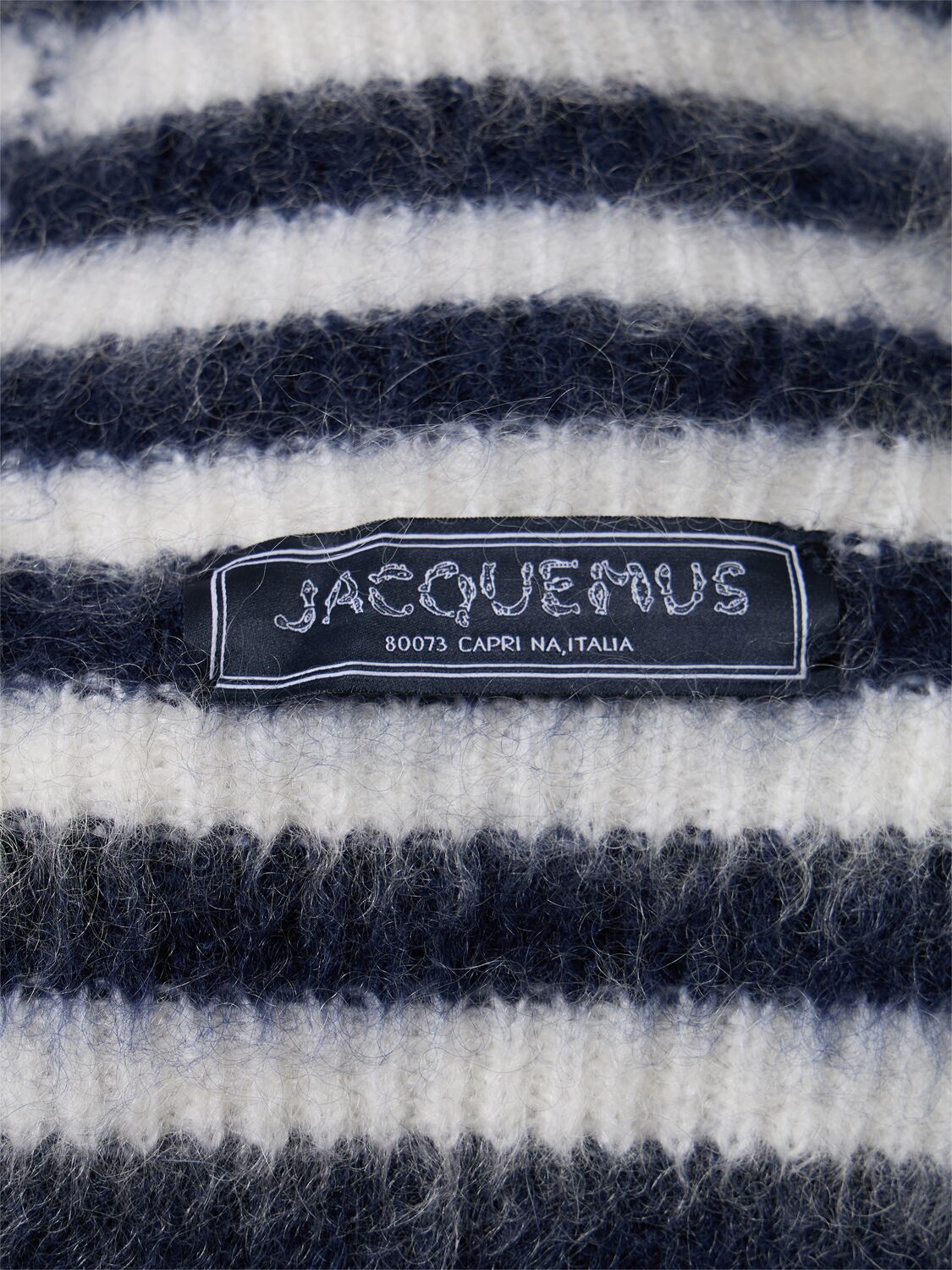 Shop Jacquemus Le Pull Marina Mohair Blend Knit Sweater In Blue/white