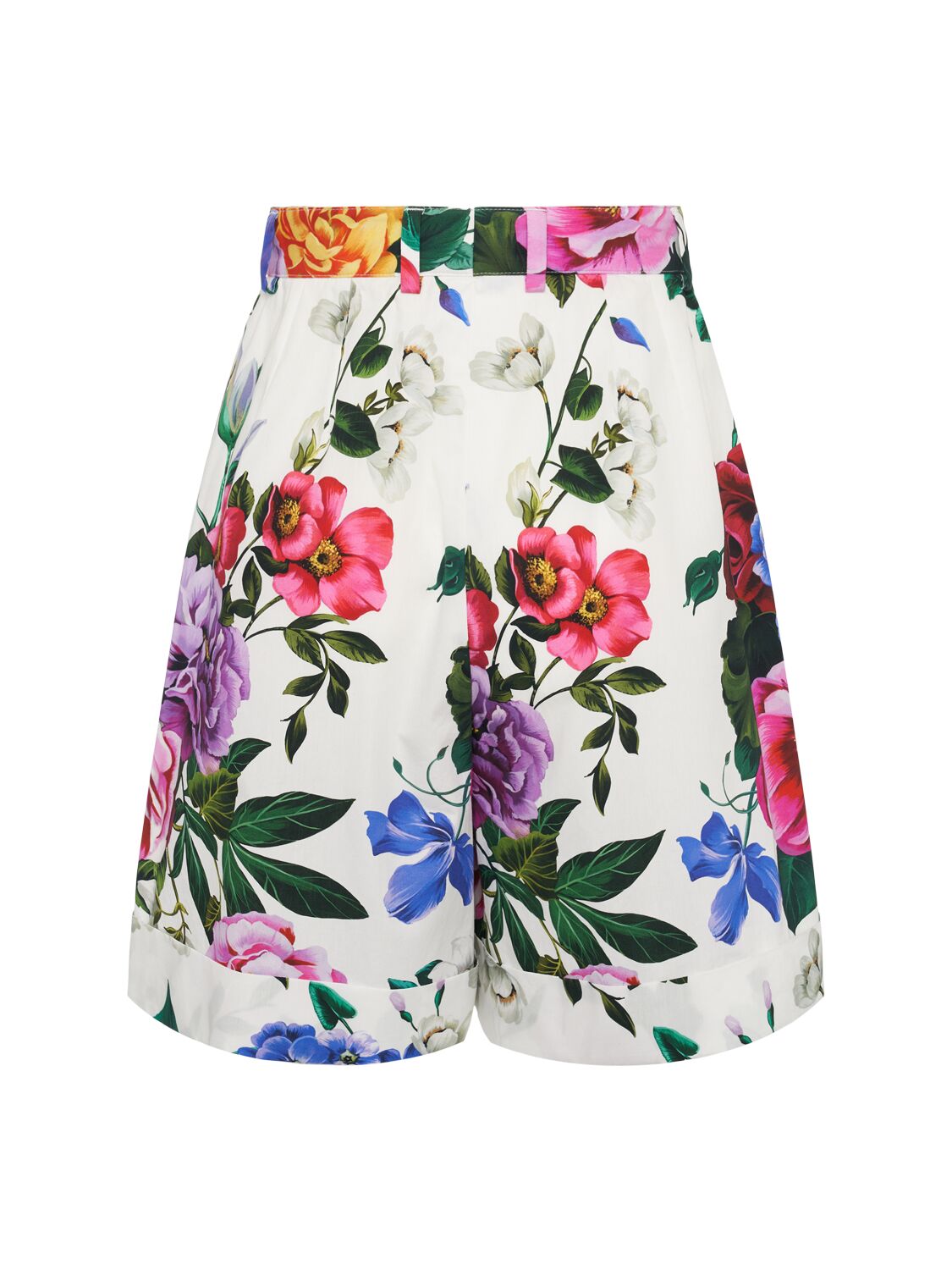 Dolce & Gabbana Multicolor Bermuda Shorts With All-over Floral Pattern Print In Cotton Woman In Multicolor