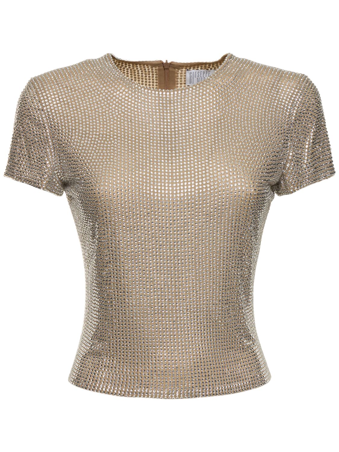 Shop Giuseppe Di Morabito Embellished Jersey T-shirt In Beige