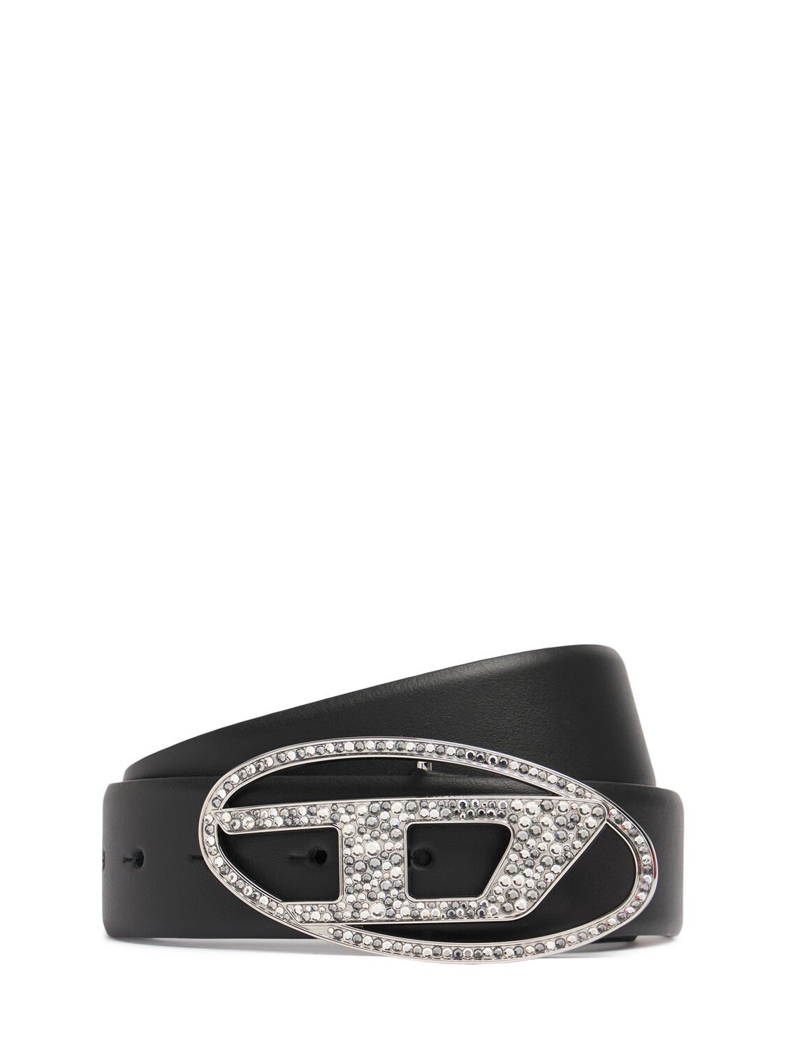 Diesel B-1dr Embellished Leather Belt In Black