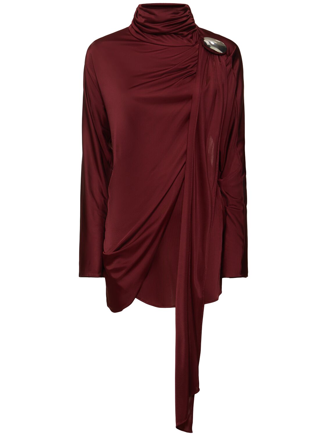 Giuseppe Di Morabito Shiny Viscose Jersey Mini Dress In Bordeaux