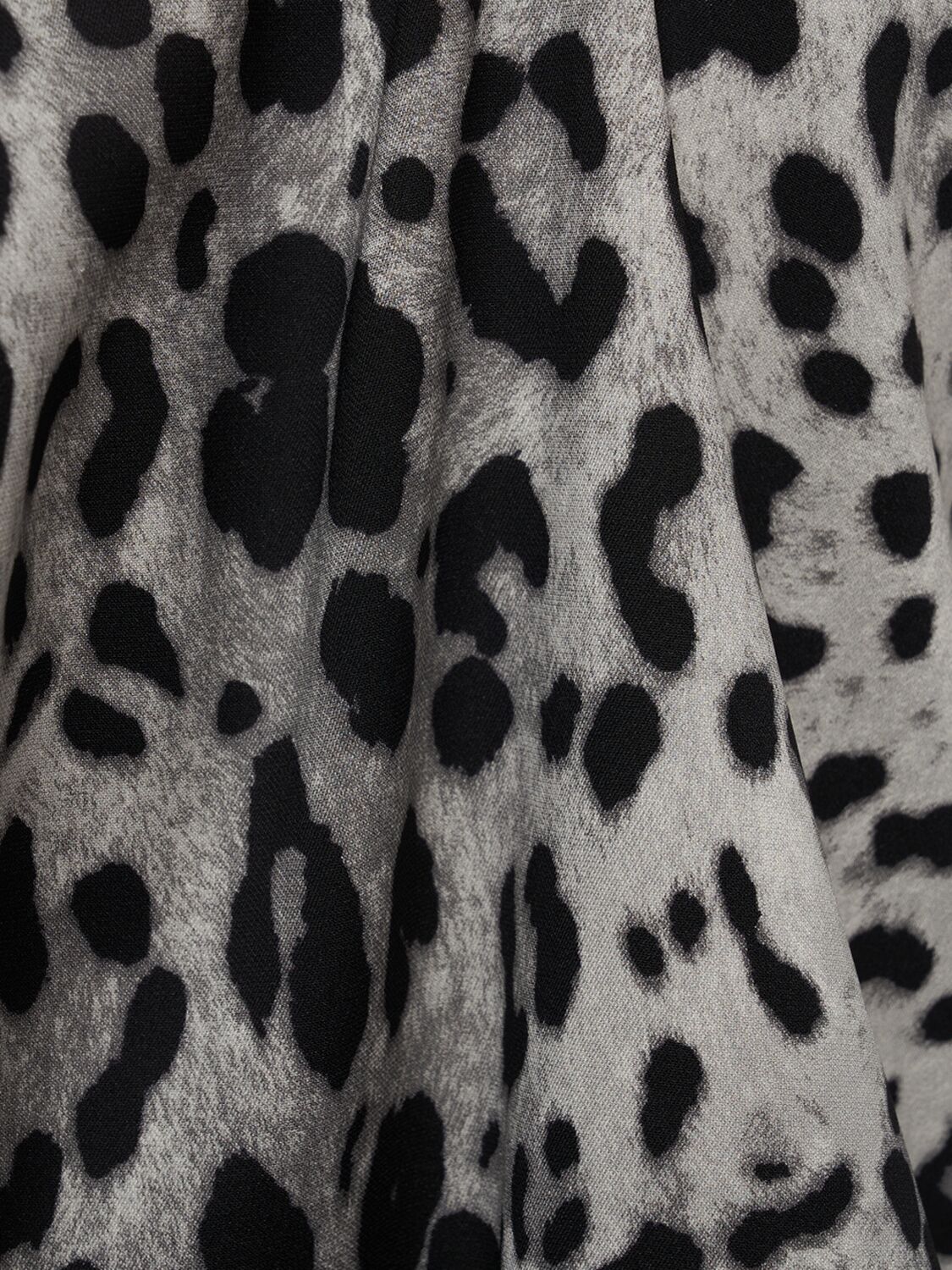 Dolce & Gabbana Leopard-print Charmeuse Shirt With Pussy-bow In Grey/black