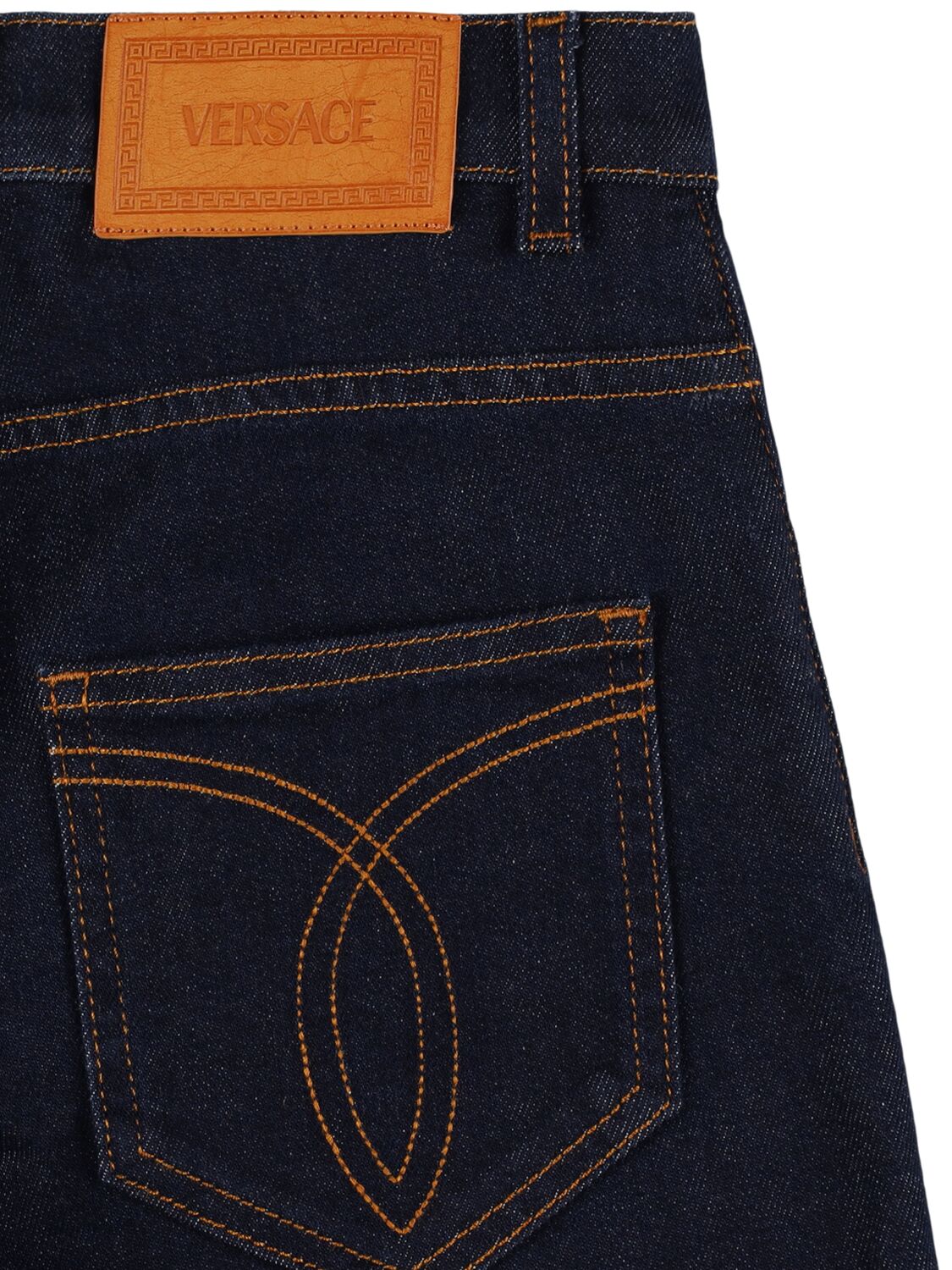 Shop Versace Stretch Cotton Jeans In Dark Blue