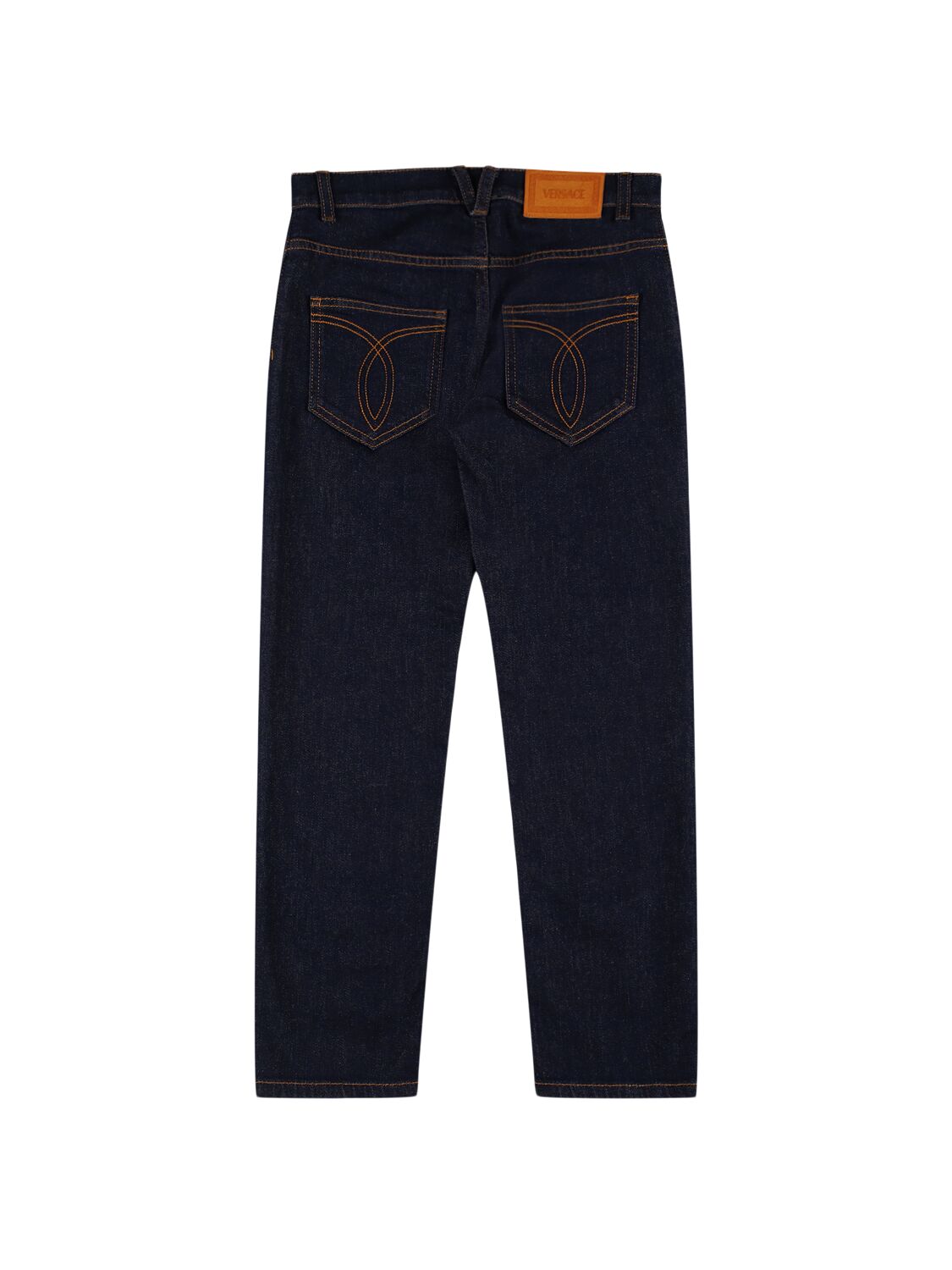 Shop Versace Stretch Cotton Jeans In Dark Blue