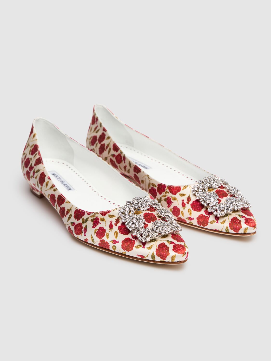 Shop Manolo Blahnik 10mm Hangisi Satin Ballerina Flats In Multicolor