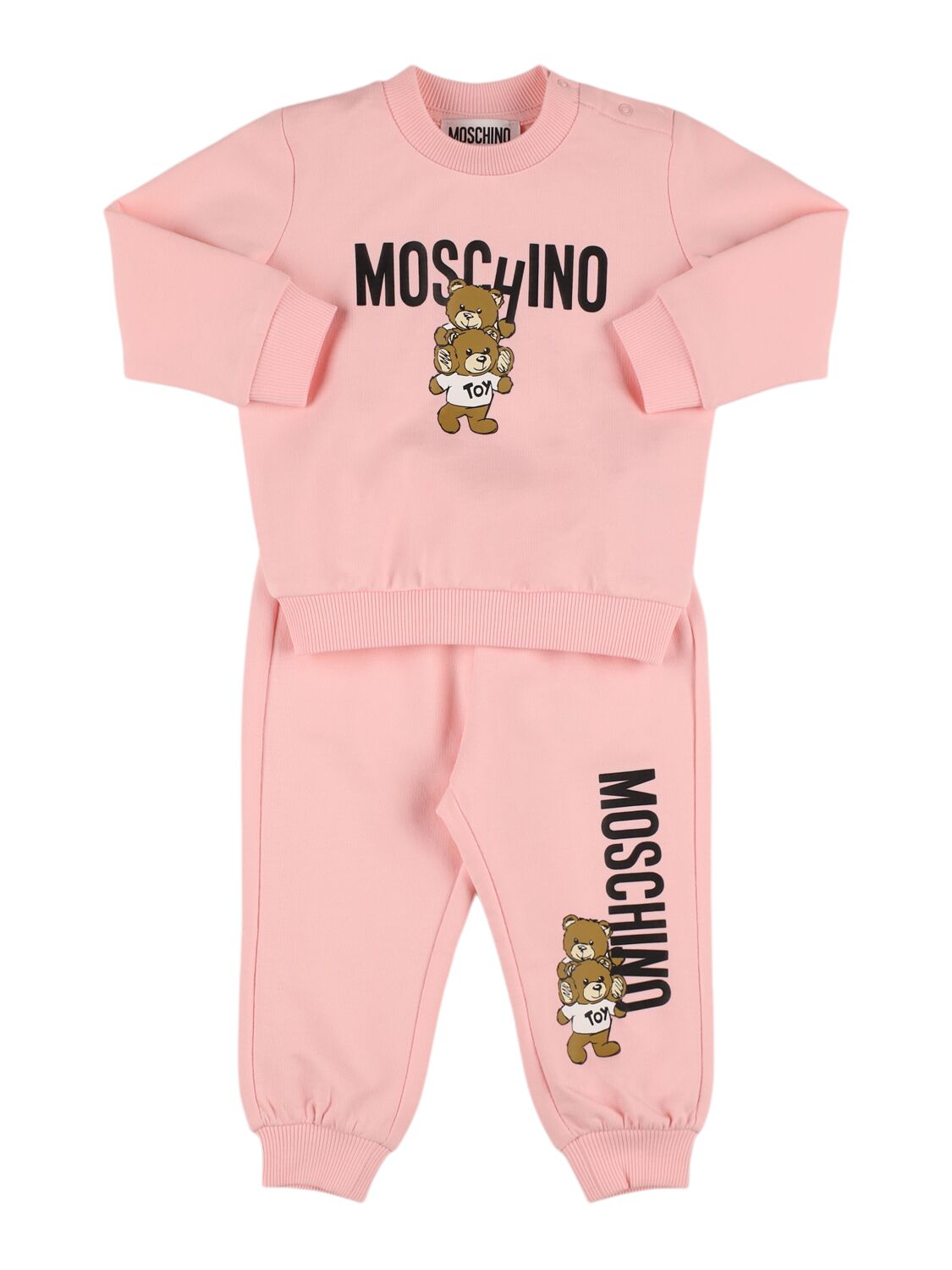 Moschino Babies' Cotton Sweatshirt & Sweatpants In Pink