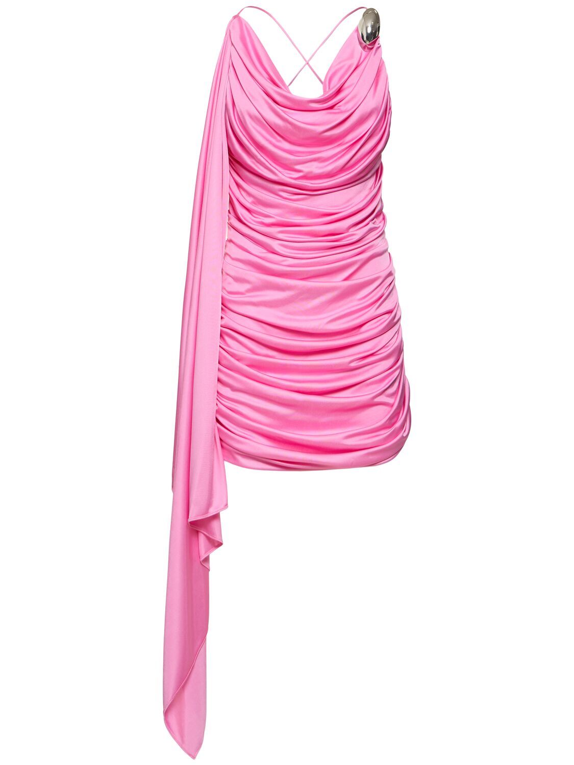 Giuseppe Di Morabito Draped Viscose Jersey Mini Dress In Pink