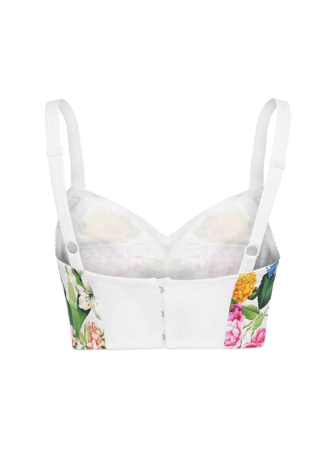 Dolce & Gabbana Corset Bralette Top With Print In White/multi