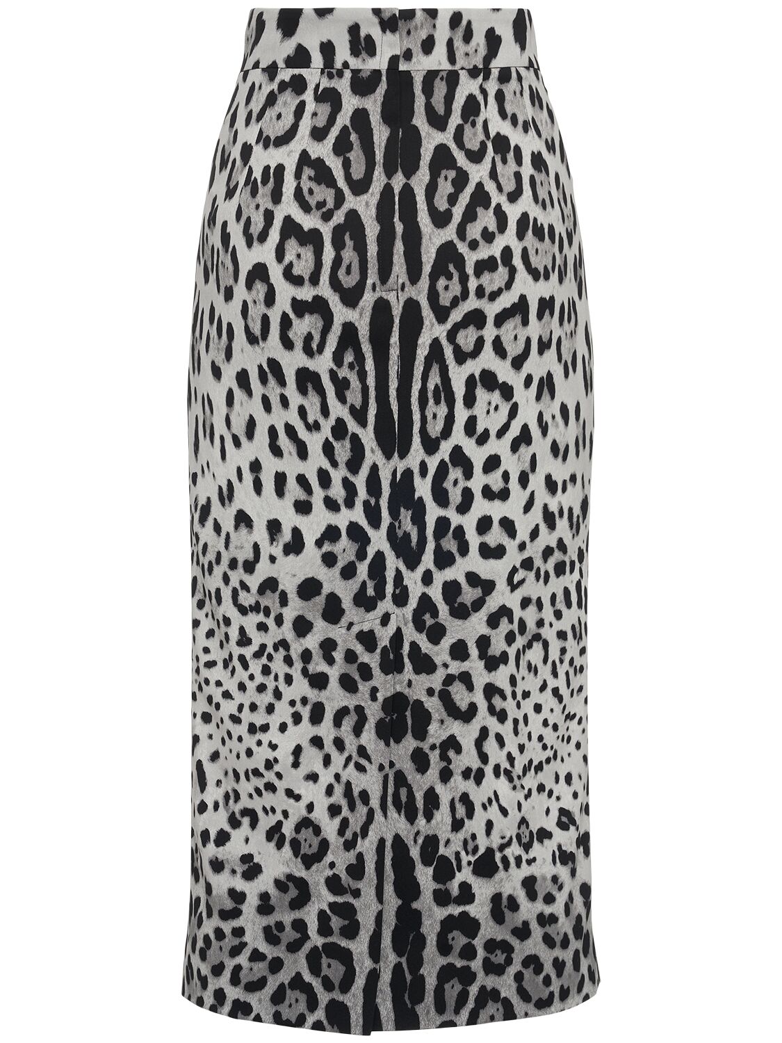 Dolce & Gabbana Leo Print Silk Charmeuse Midi Skirt In Grey/black