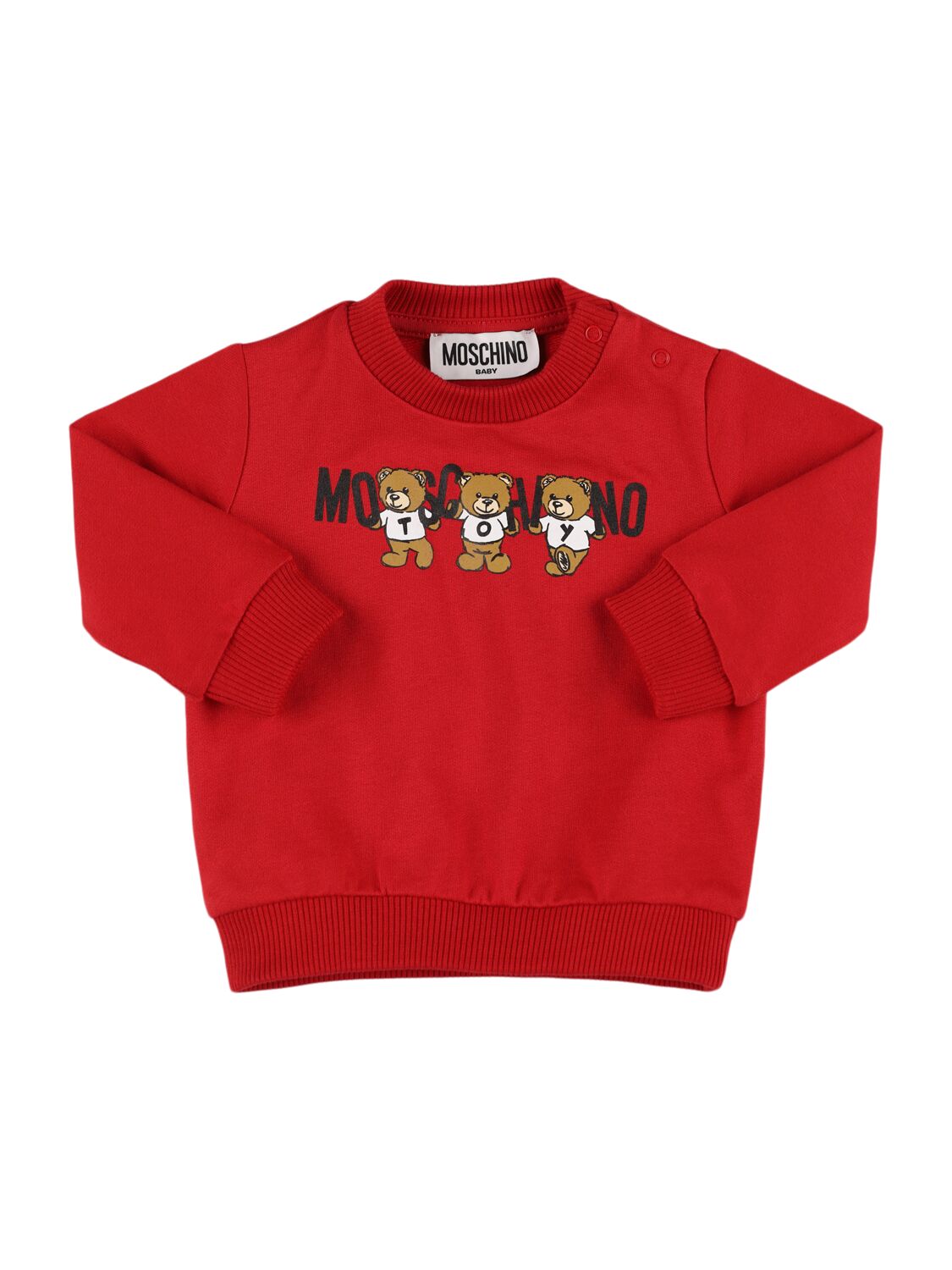 Moschino Babies' Printed Cotton Crewneck Sweatshirt In Red