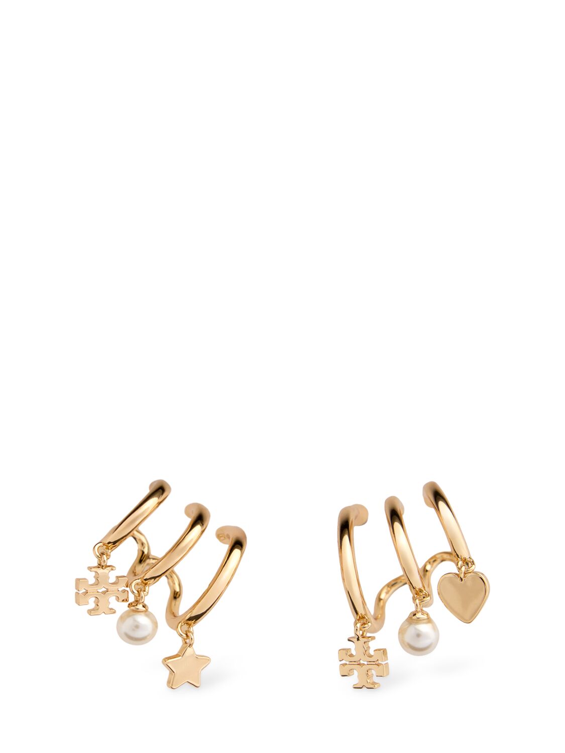 Tory Burch Kira Faux Pearl Multi-hoop Earrings In Gold