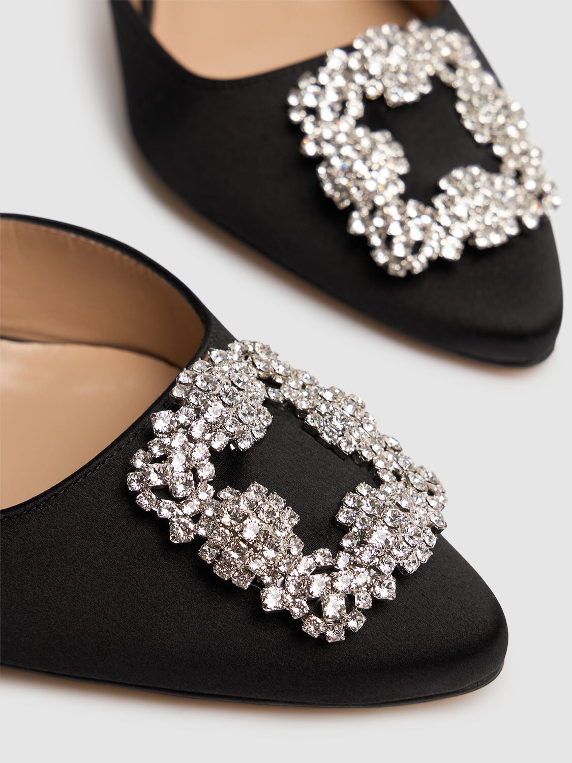 Manolo Blahnik Hangisi 70 Swarovski Crystal-embellished Satin Courts In Black