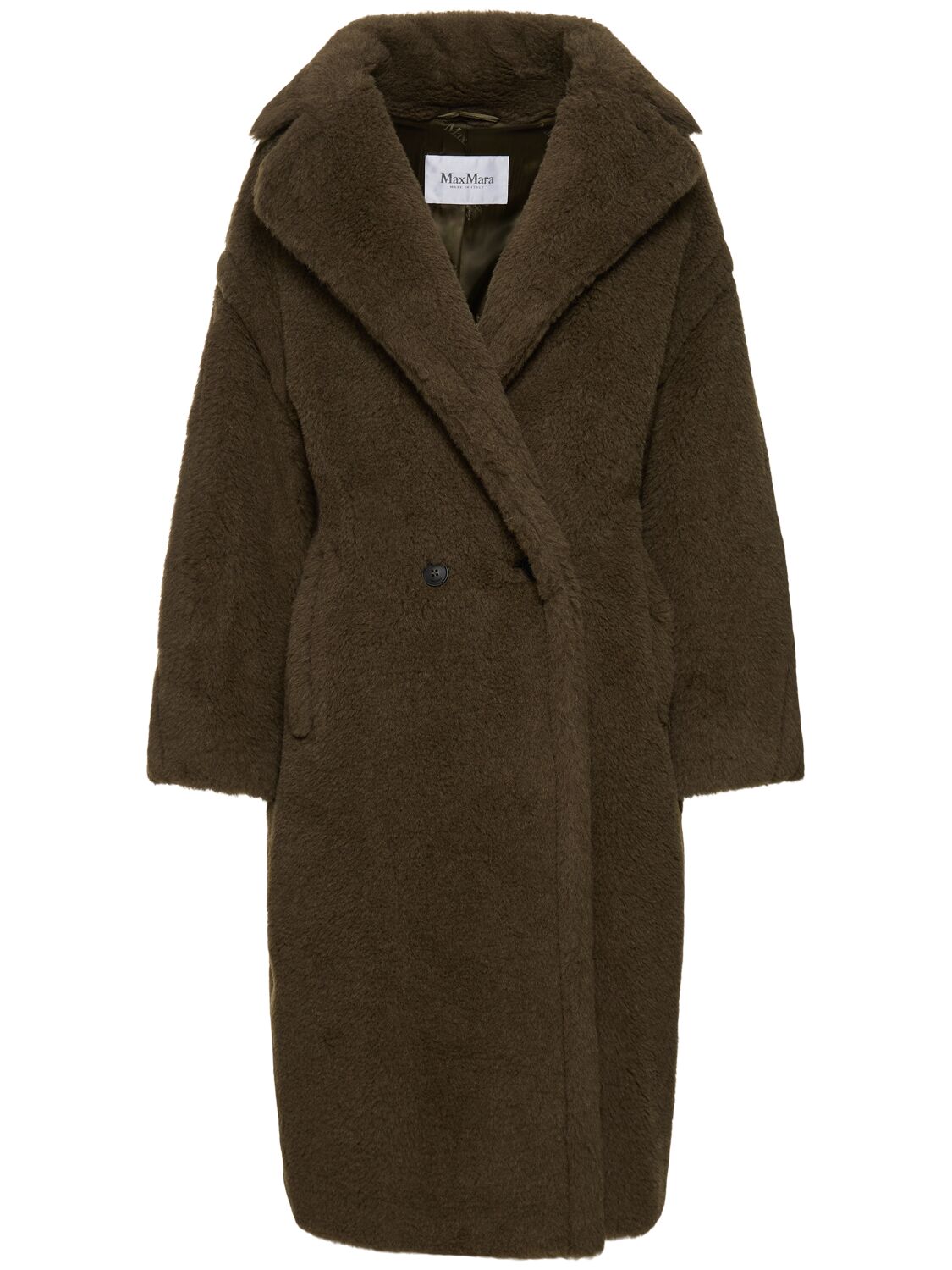 Max Mara Tedgirl Alpaca Blend Long Coat In Dark Khaki