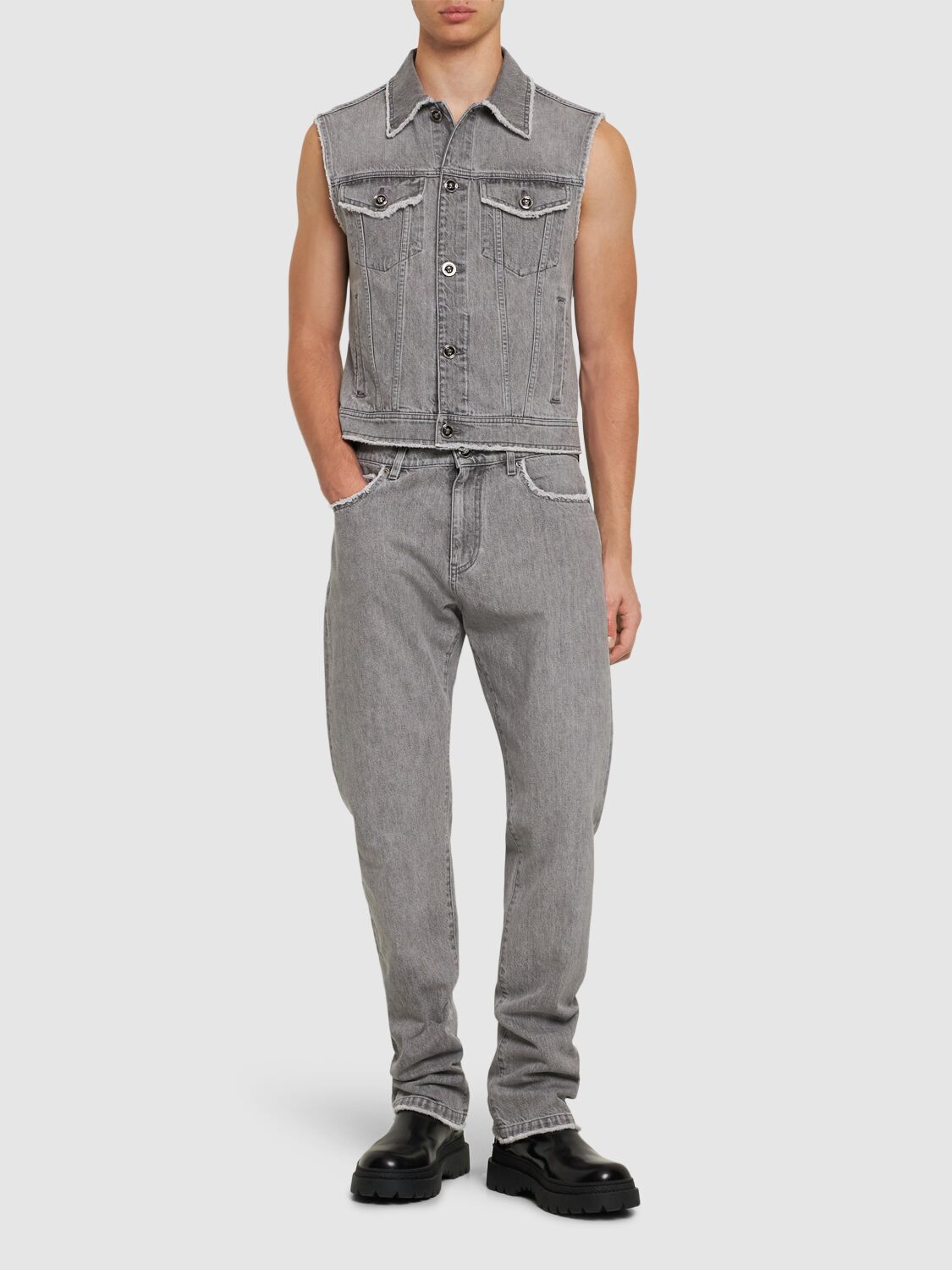 VERSACE STONEWASHED DENIM VEST 