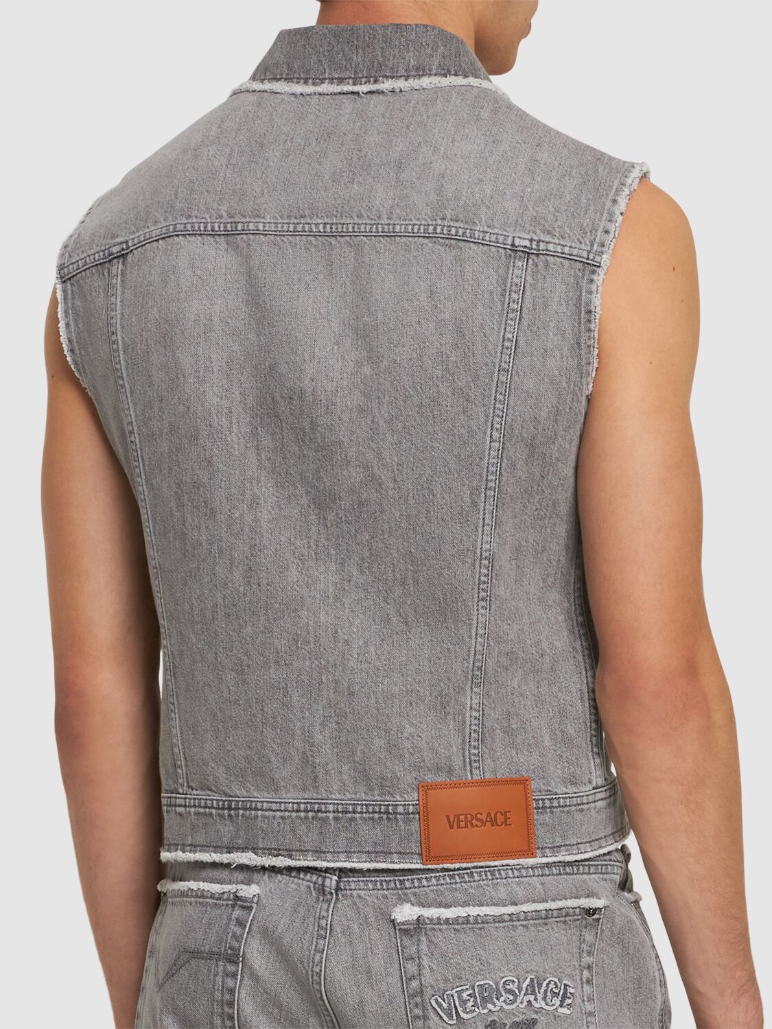 VERSACE STONEWASHED DENIM VEST 