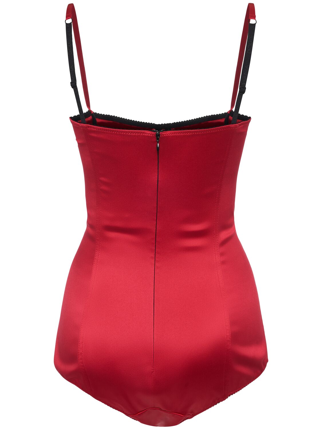 Shop Dolce & Gabbana Stretch Silk Satin Bodysuit In Red