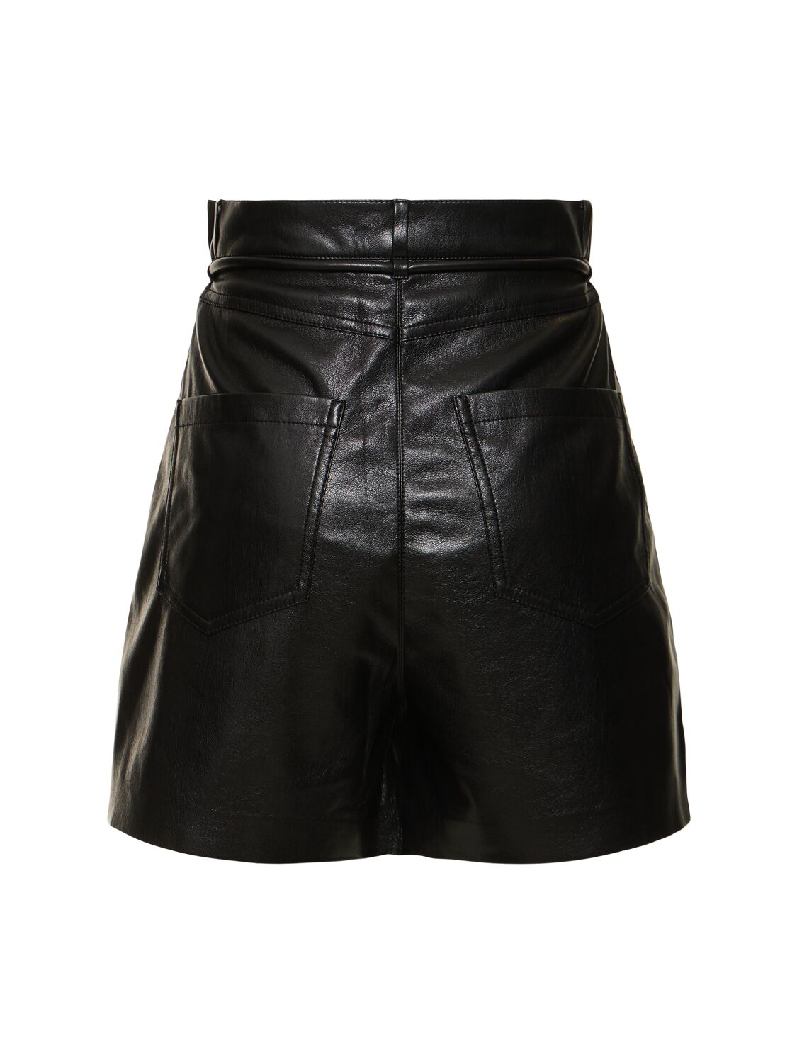 Shop Nanushka Scepa Faux Leather Shorts In Black