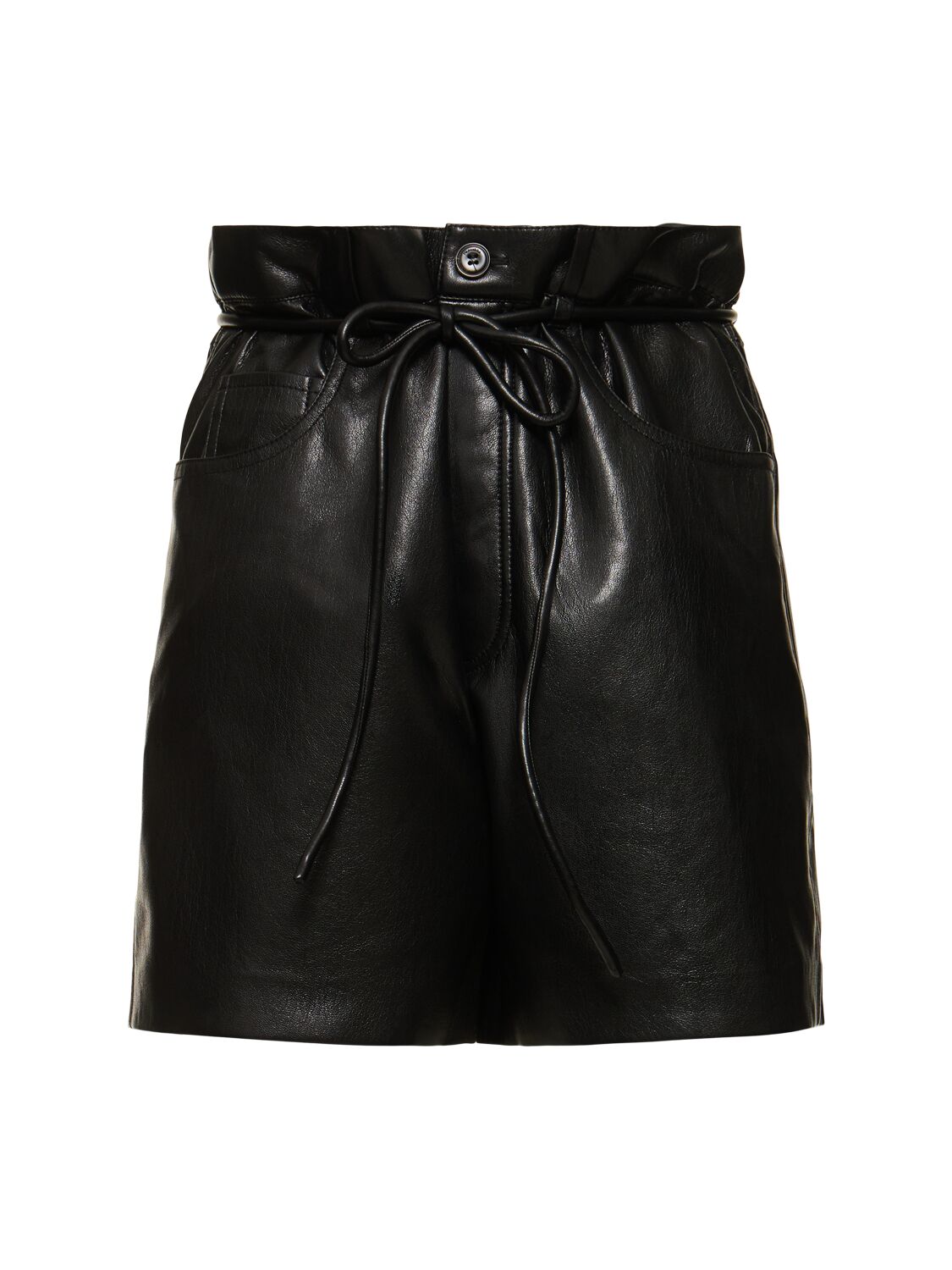 Shop Nanushka Scepa Faux Leather Shorts In Black