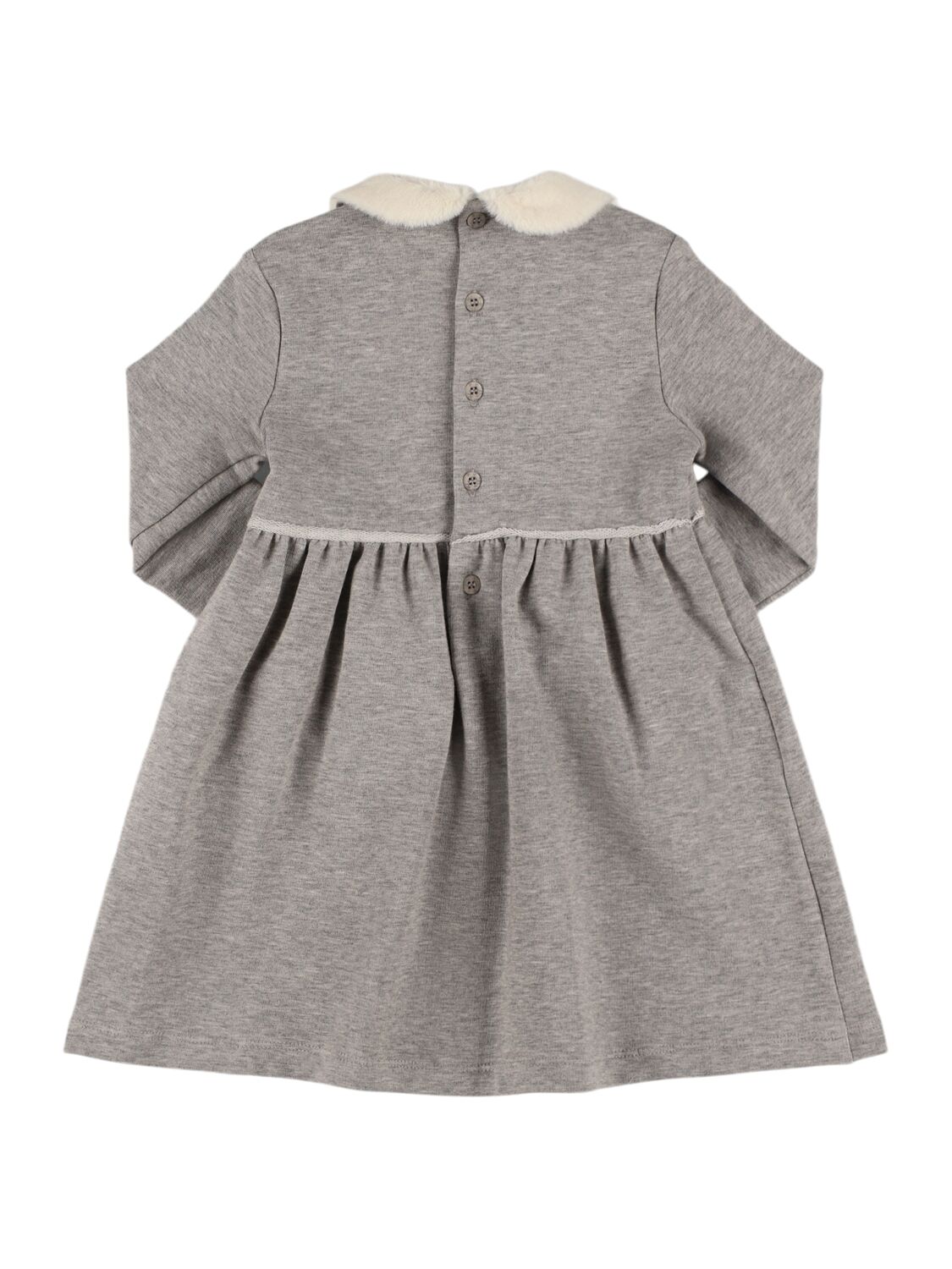 Shop Il Gufo Stretch Cotton Jersey Dress In Grey