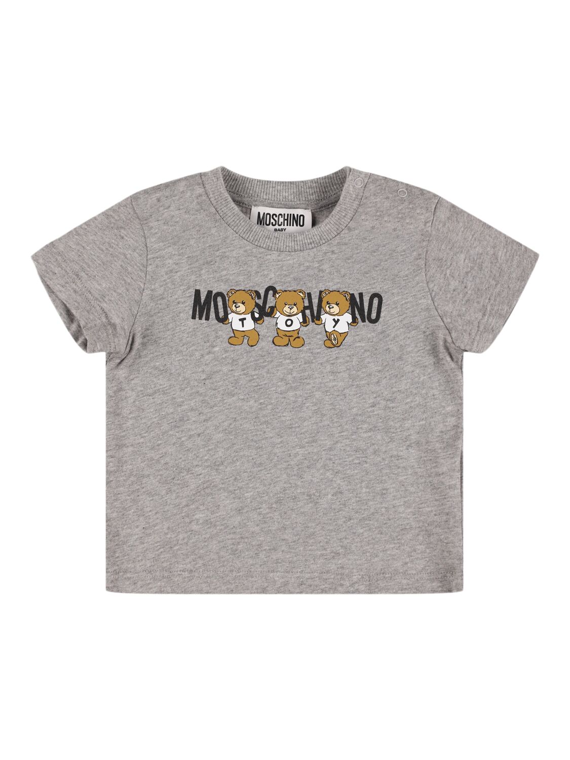 Moschino Printed Cotton Jersey T-shirt In Gray