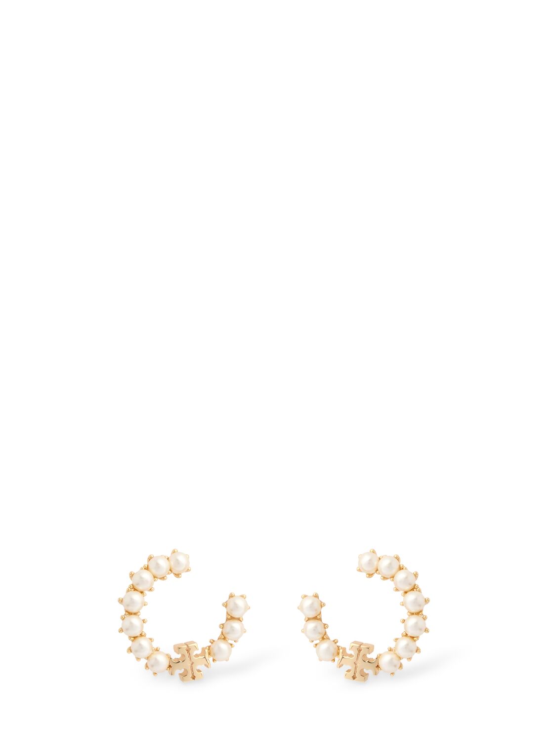 Tory Burch Kira Faux Pearl Loop Earrings In Gold