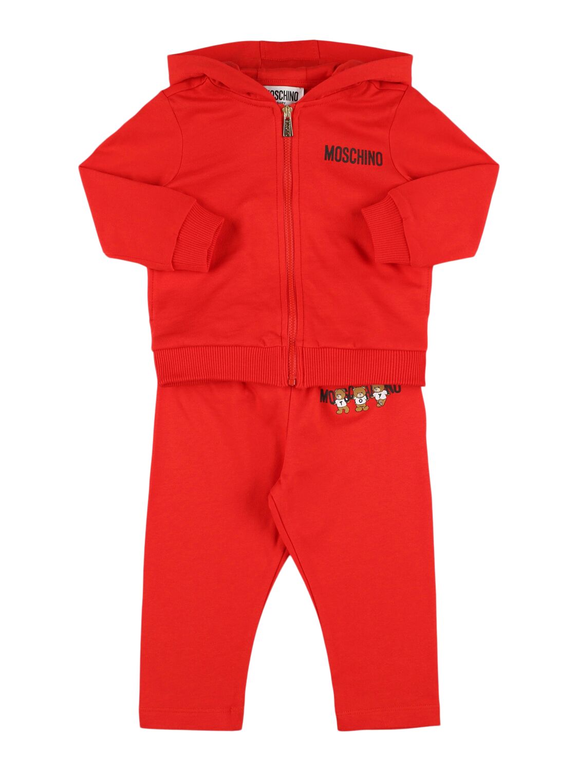 Moschino Babies' Cotton Sweatshirt & Sweatpants In Red