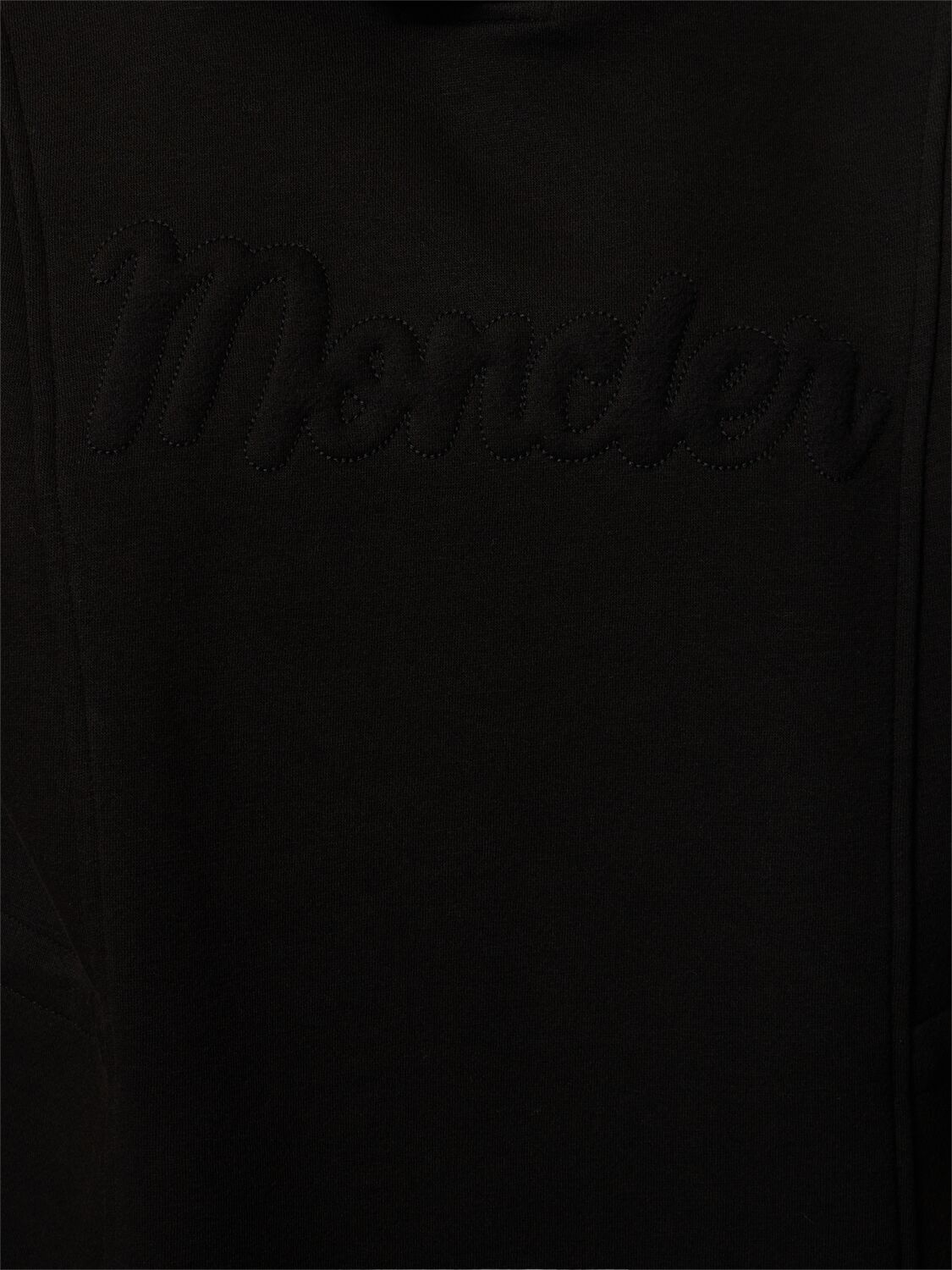 Shop Moncler Hooded Cotton Blend Mini Dress In Black