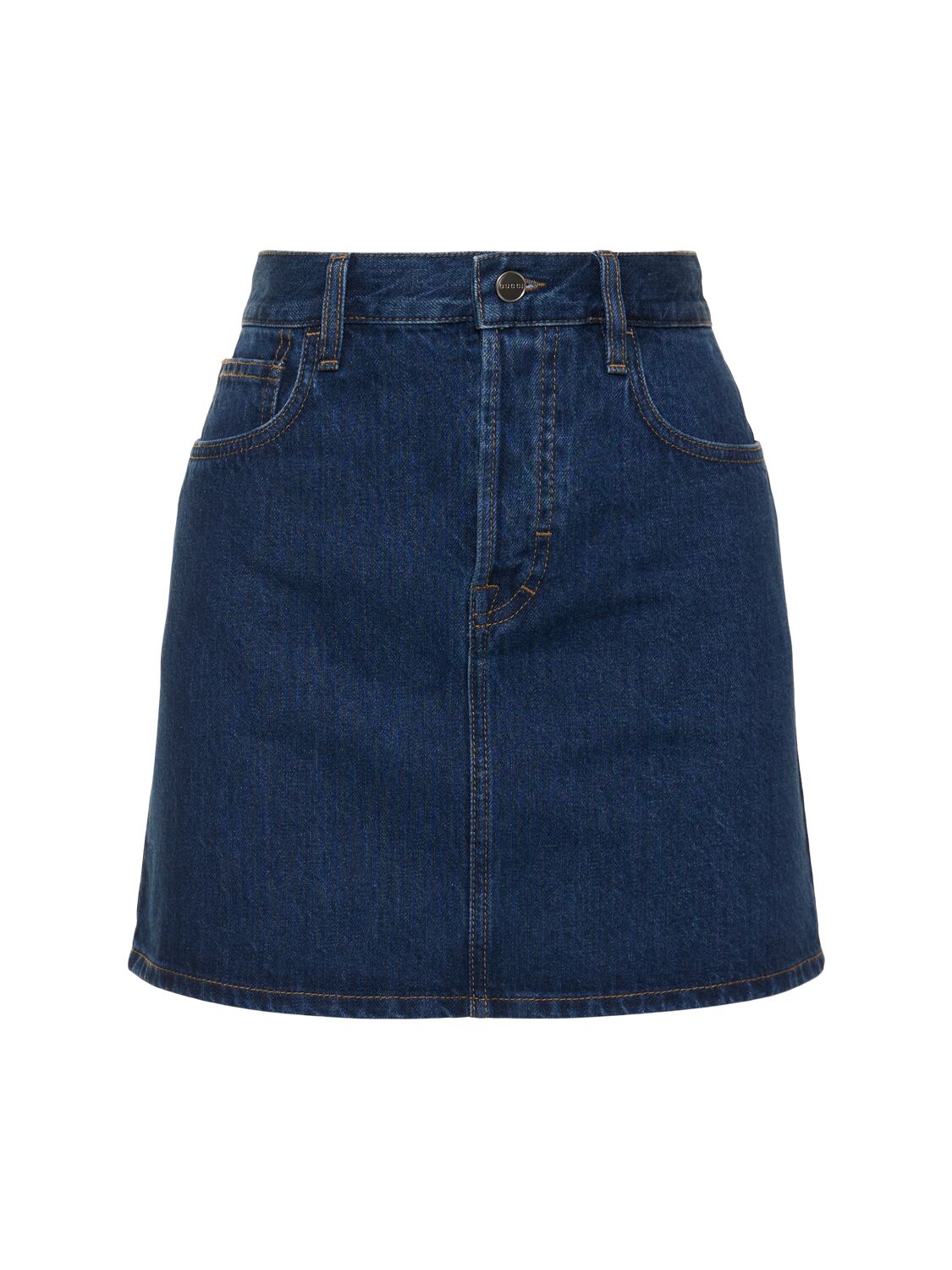 Gucci Regular Denim Skirt W/ Laser Logo In Blue