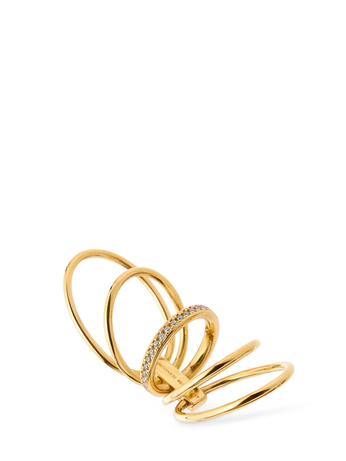 Panconesi Solar Crystal Thin Ring In Gold