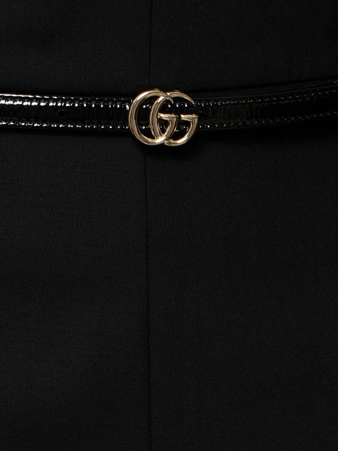 Shop Gucci Stretch Wool Blend Jumpsuit W/ Belt In Black