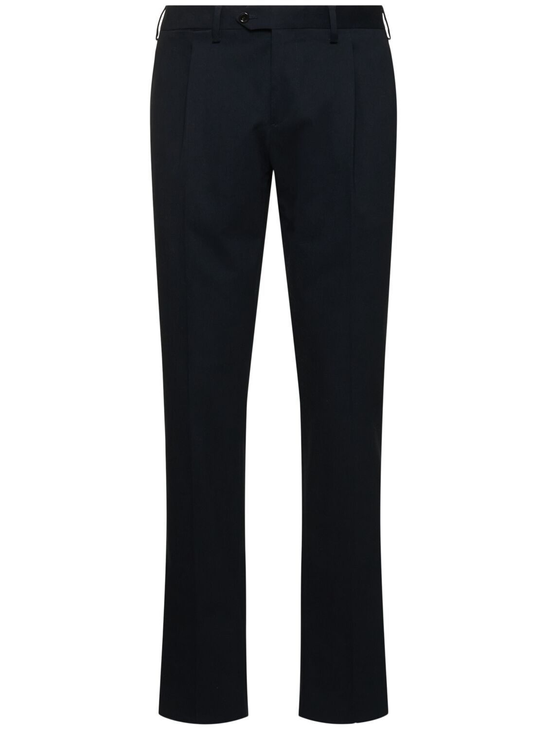 Lardini Single Pleat Stretch Cotton Pants In Blue