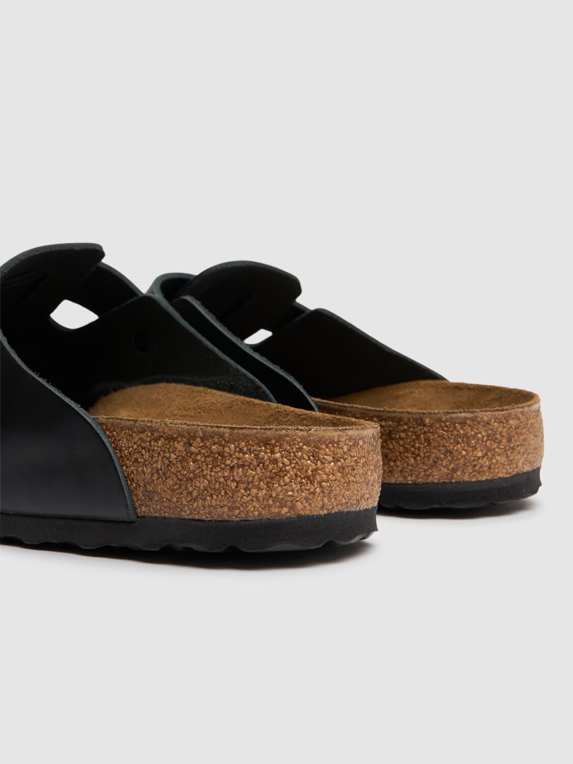 Shop Birkenstock Boston Natural Leather Mules In Black