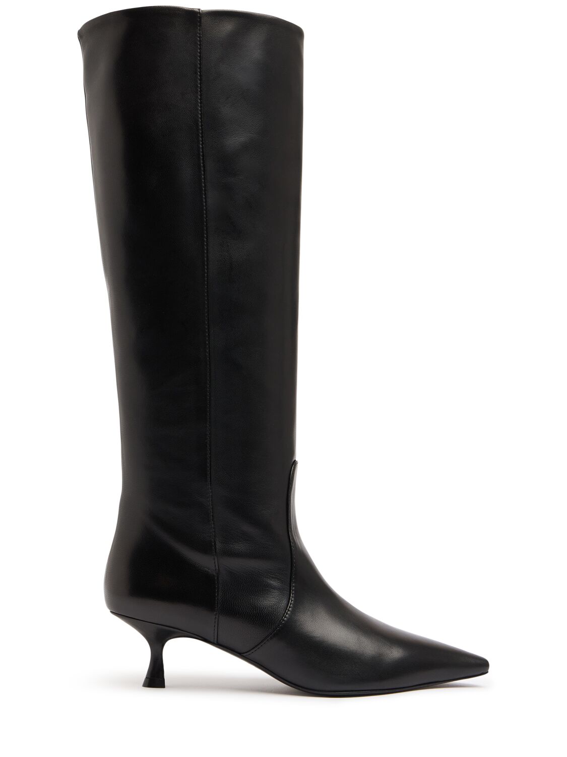 Shop Stuart Weitzman 50mm Naomi Lacquered Nappa Boots In Black