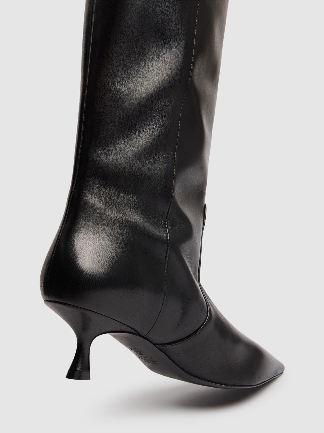 Shop Stuart Weitzman 50mm Naomi Lacquered Nappa Boots In Black