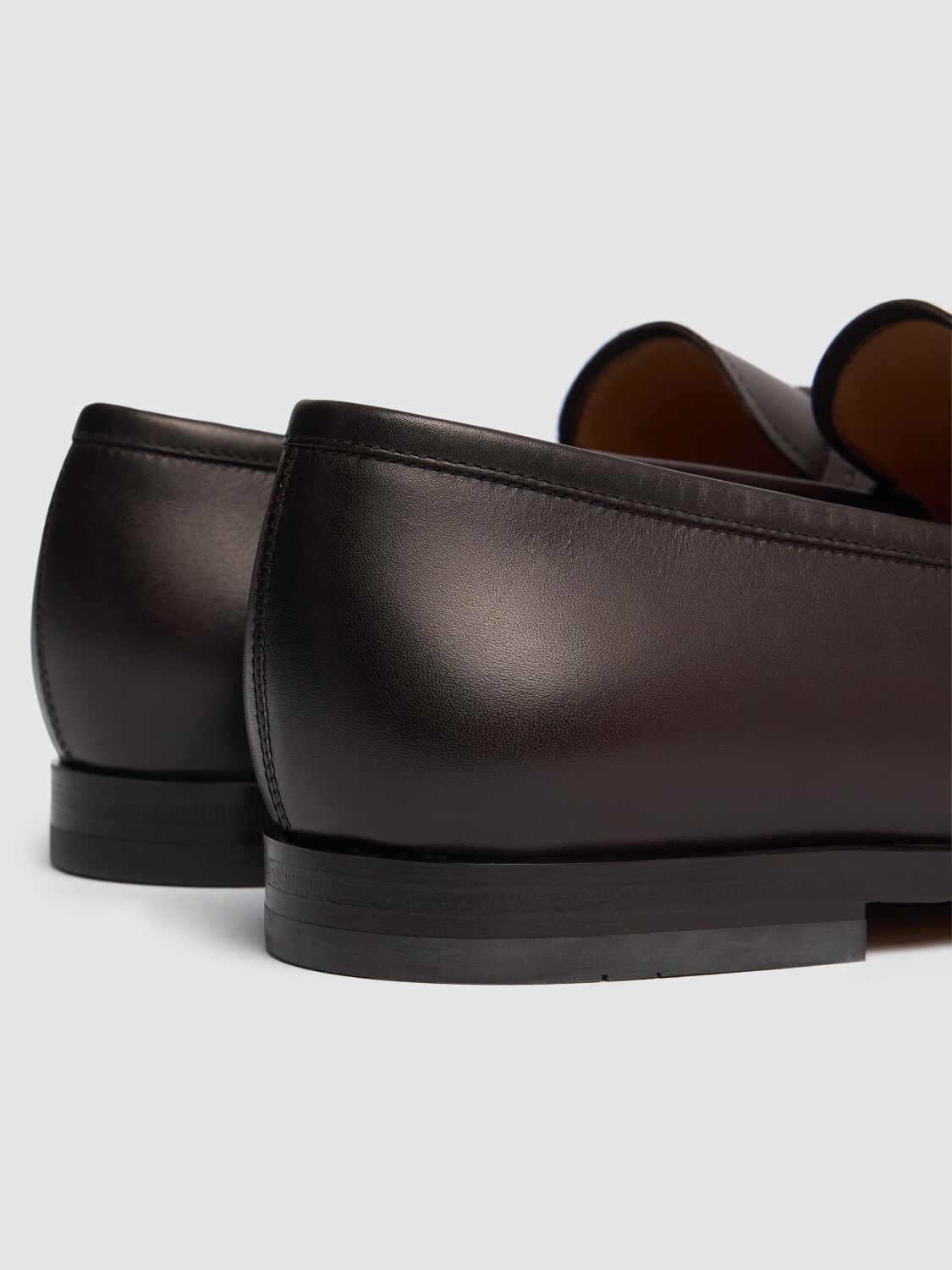 Shop Ferragamo Florio Leather Loafers In Brown