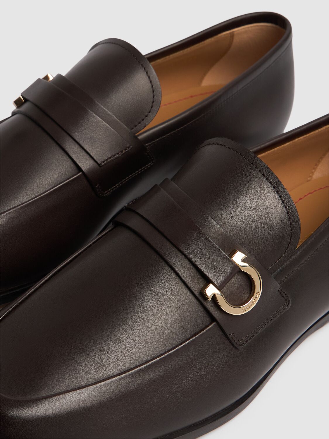 Shop Ferragamo Florio Leather Loafers In Brown