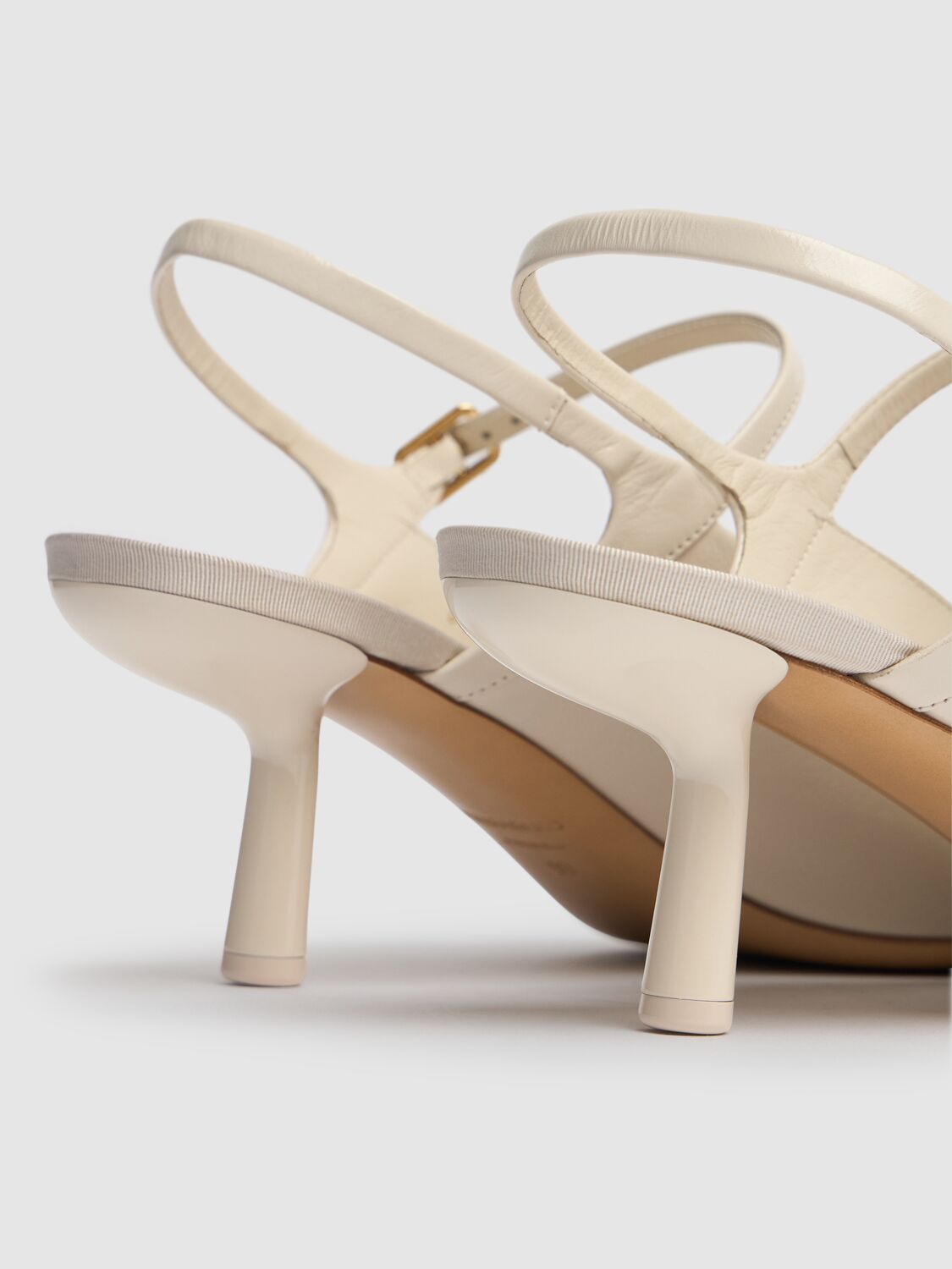 Shop Ferragamo 55mm Ophelia Leather Slingback Pumps In Off White