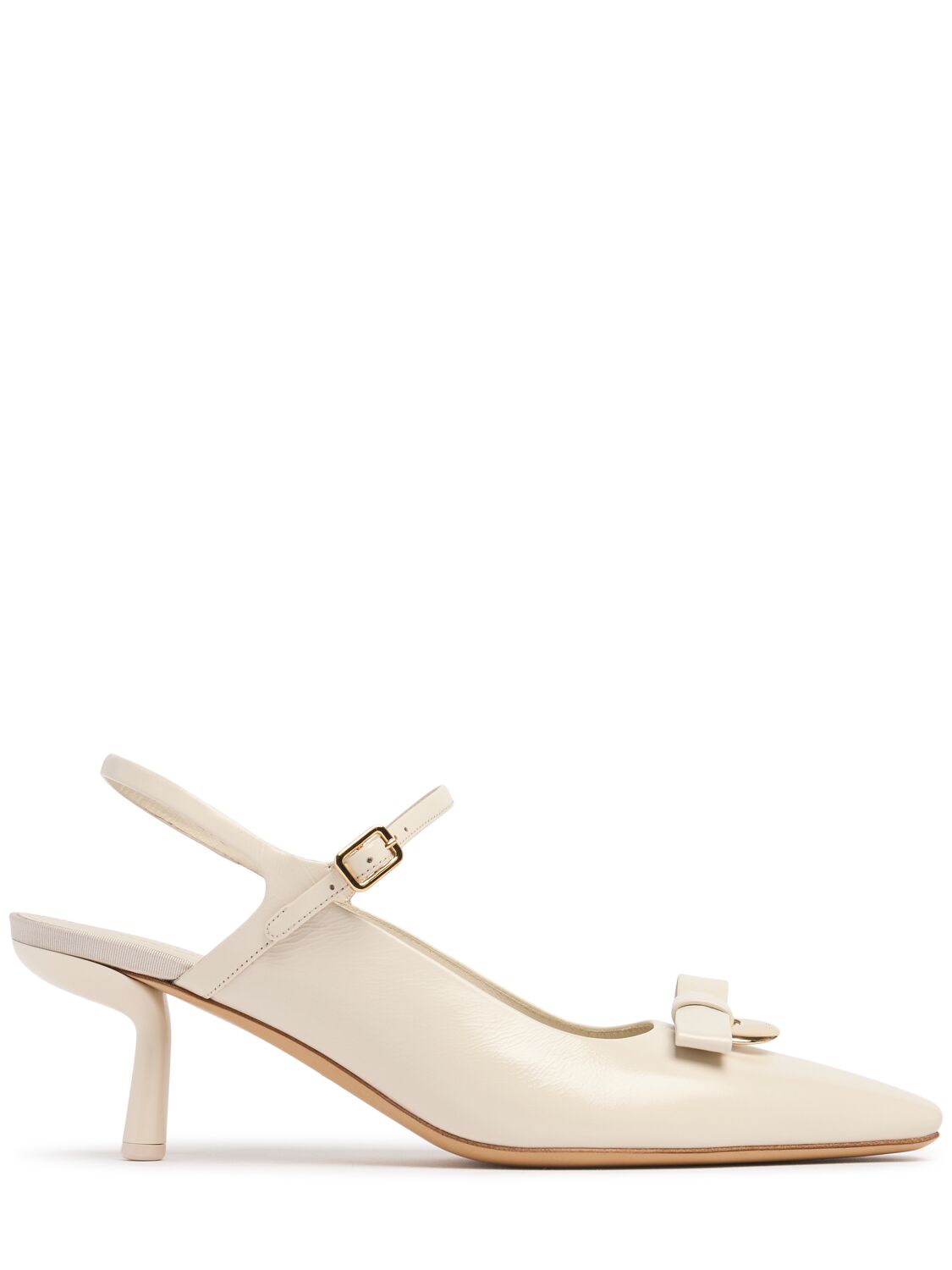 Ferragamo 55mm Ophelia Leather Slingback Pumps In Off White