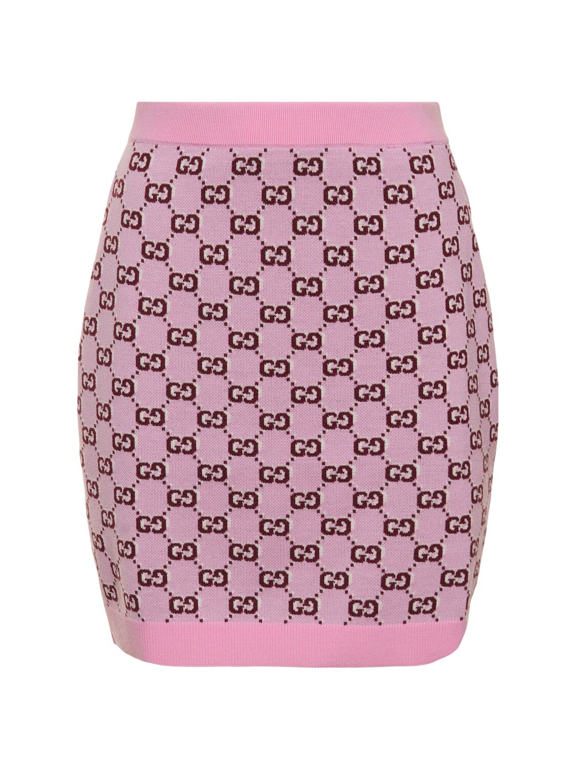 Shop Gucci Wool Skirt In Pink/bordeaux