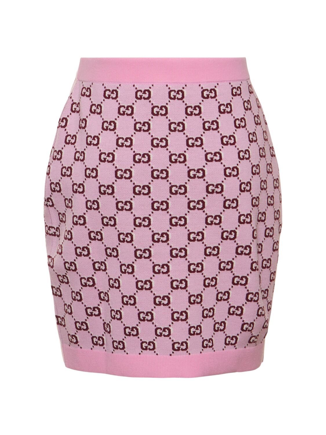 Shop Gucci Wool Skirt In Pink/bordeaux