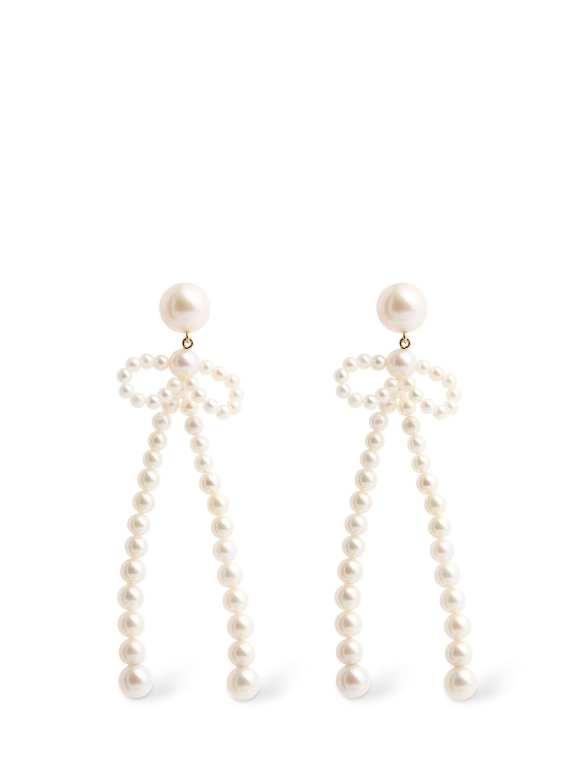 Bow Rosette 14kt & Pearl Earrings