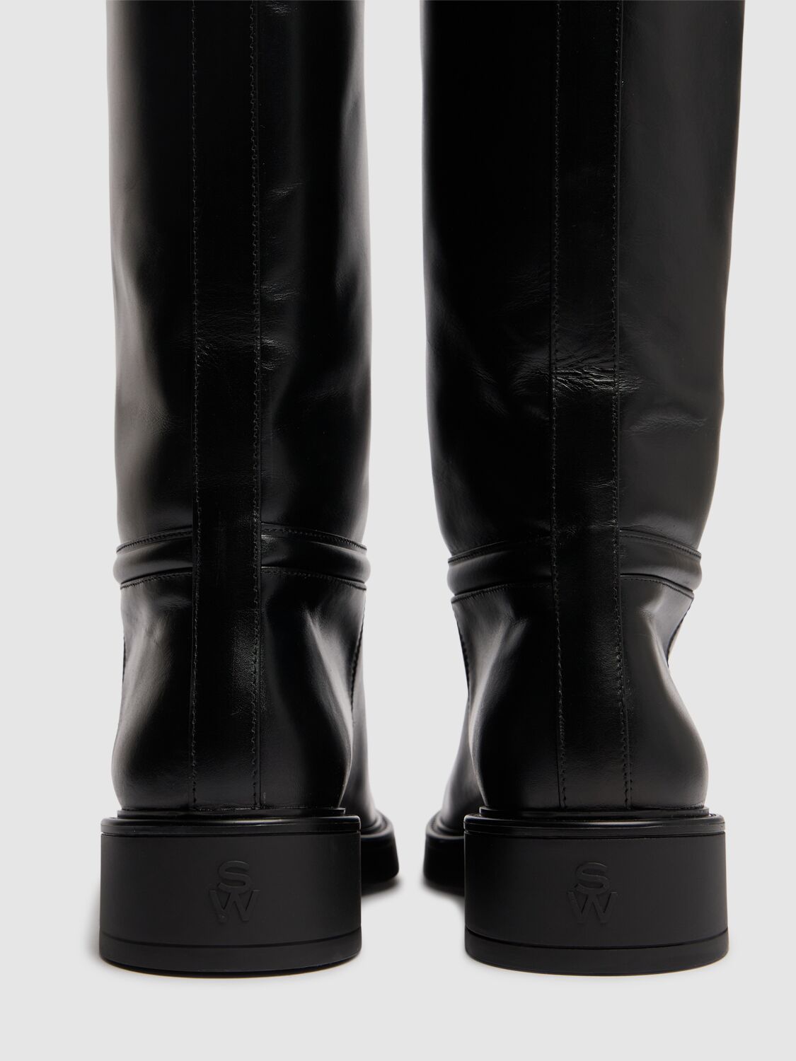 Shop Stuart Weitzman 30mm Celia Leather Boots In Black