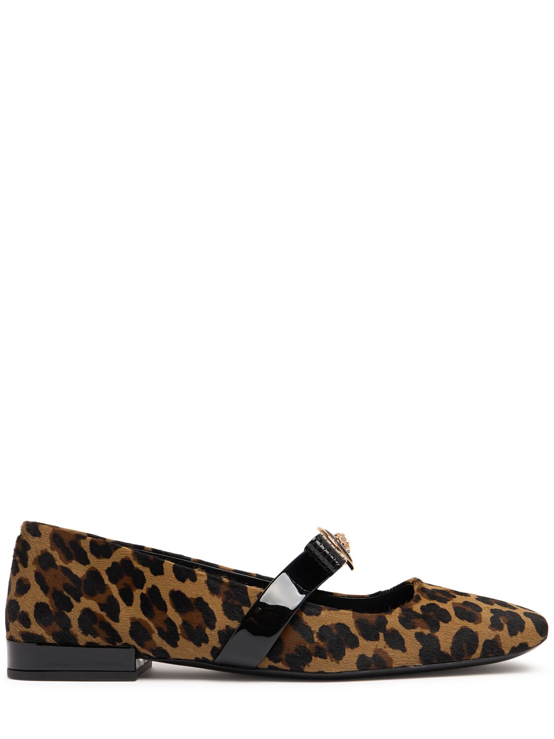 Shop Versace 20mm Leather Ballerina Flats In Leopard