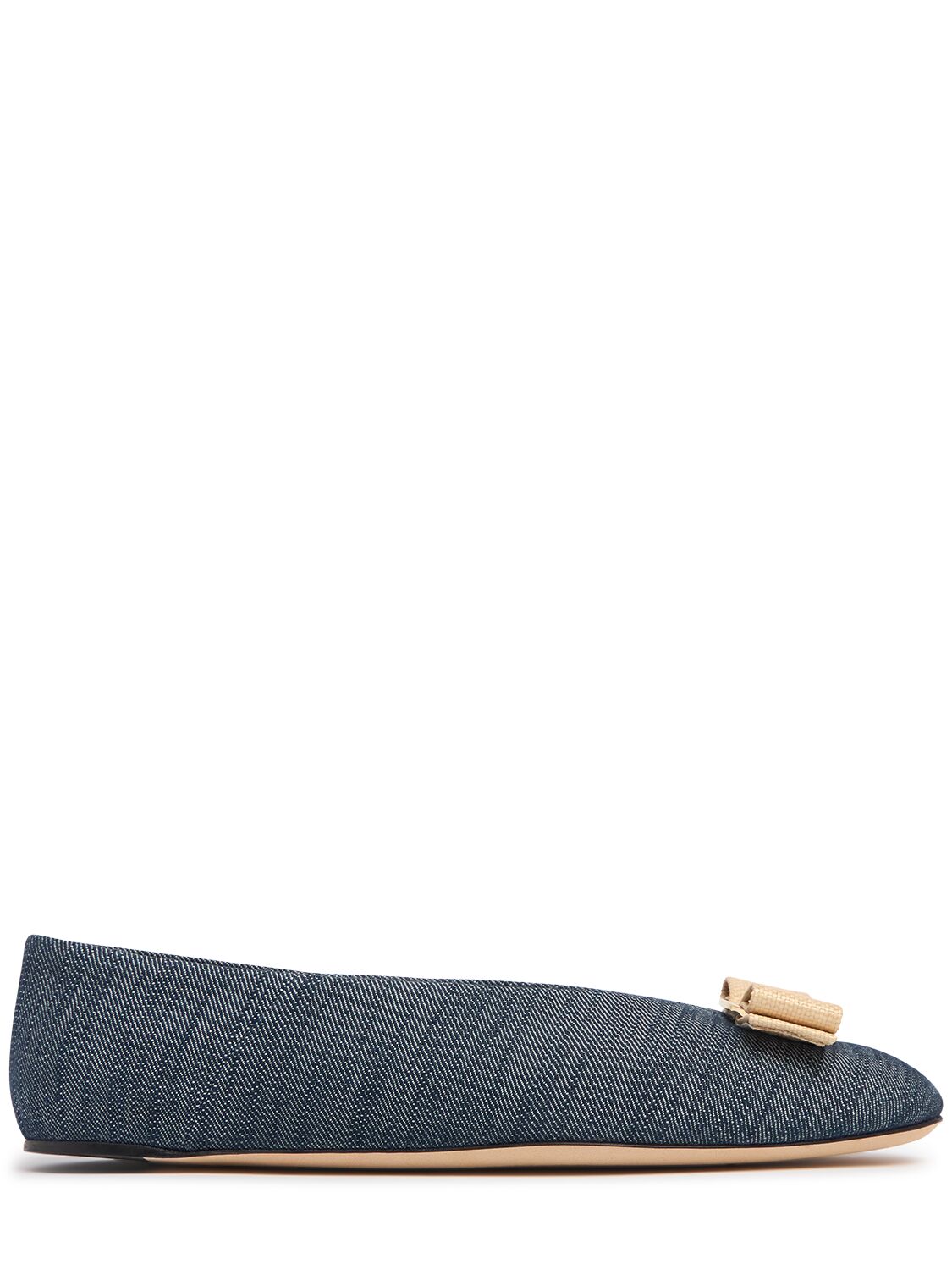 Ferragamo Vara Denim Ballerina Shoes In Denim
