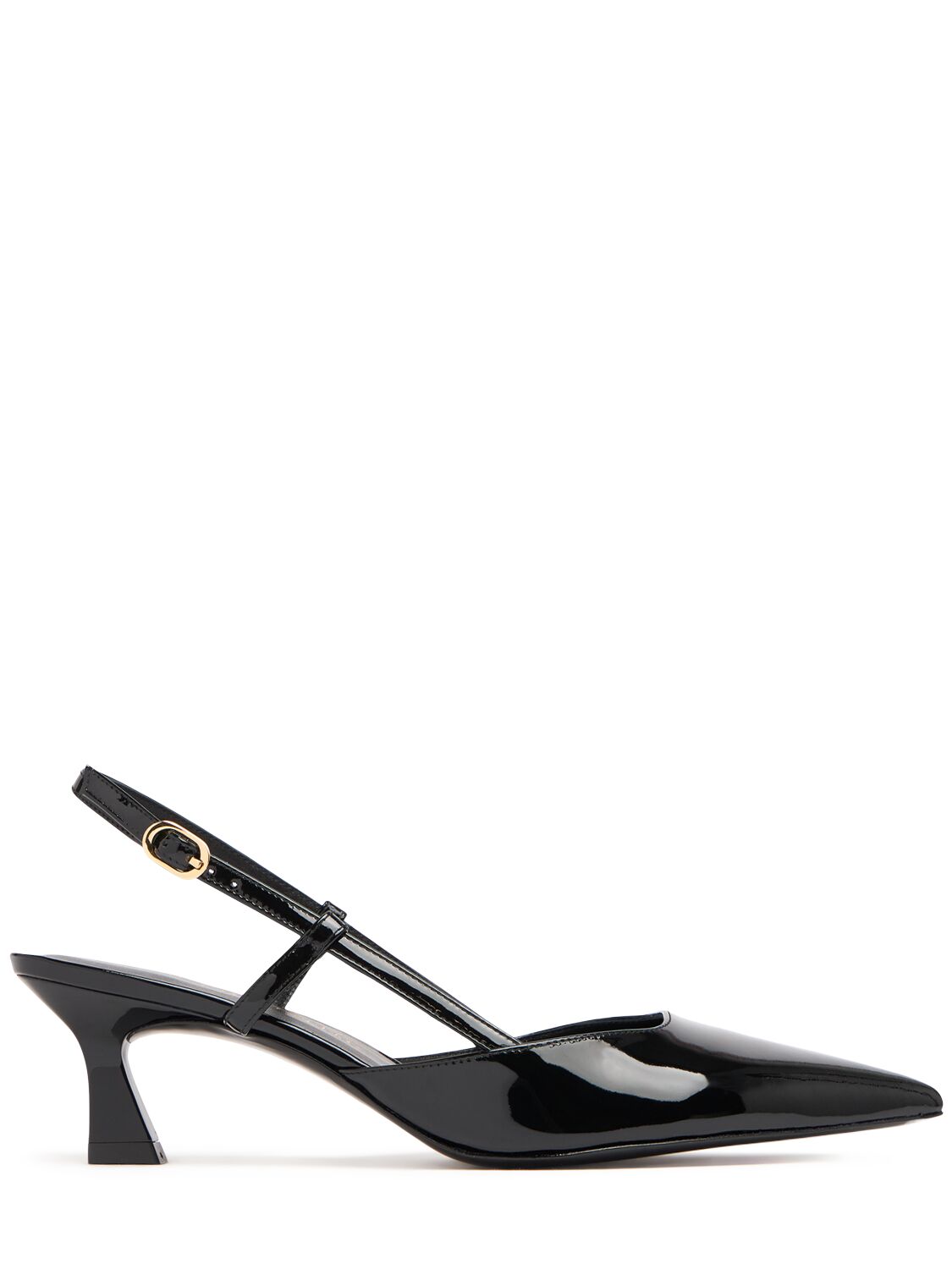 Shop Stuart Weitzman 50mm Vinnie Patent Leather Slingbacks In Black