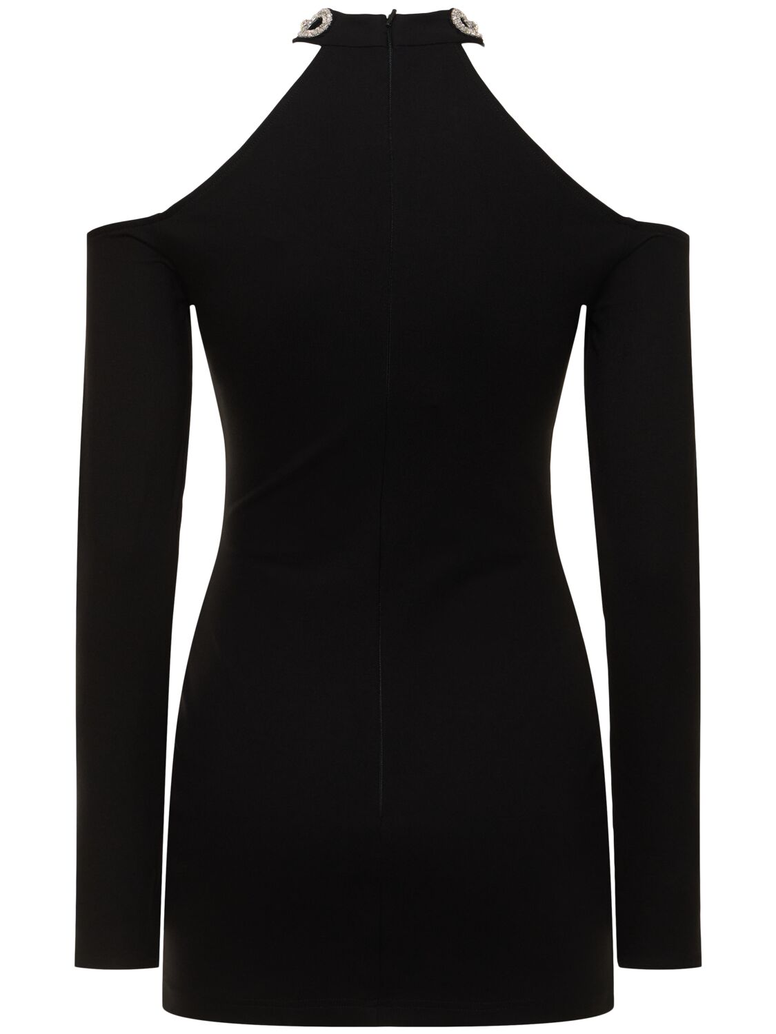 Shop David Koma Chain Collar Jersey Mini Dress In Black